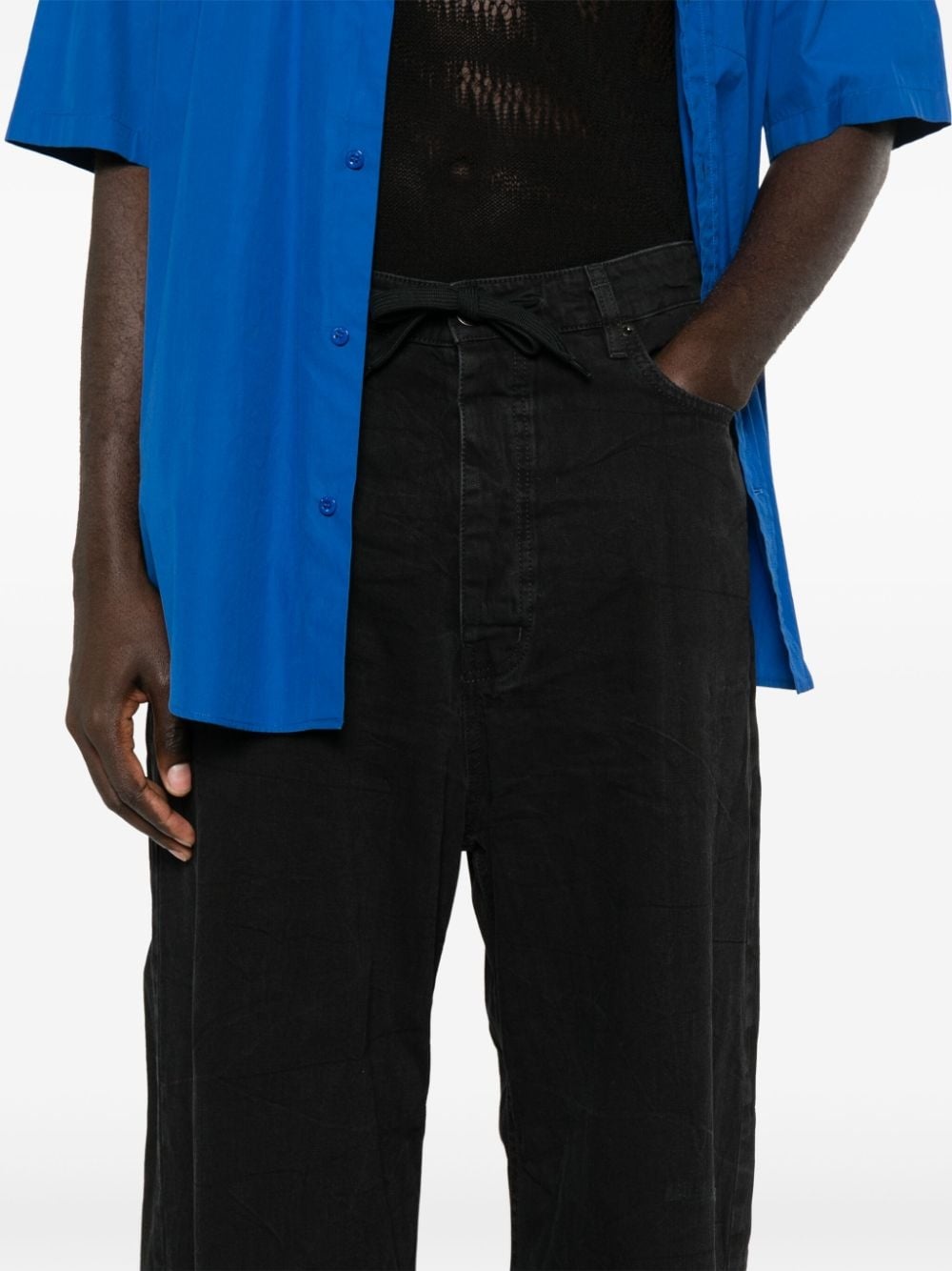 drawstring wide-leg jeans - 5