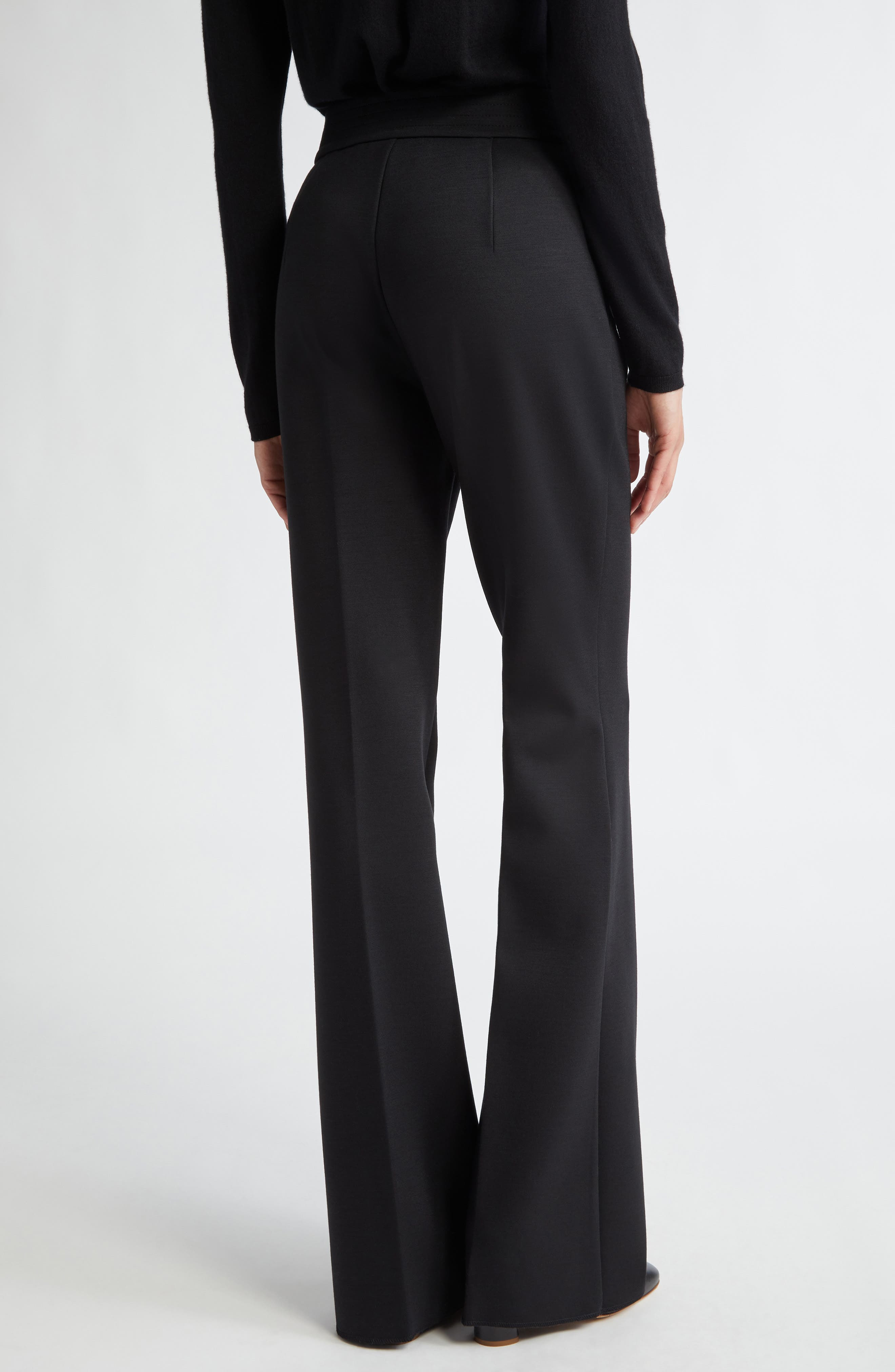 Max Mara Yana Jersey Flare Leg Pants in Black at Nordstrom - 3