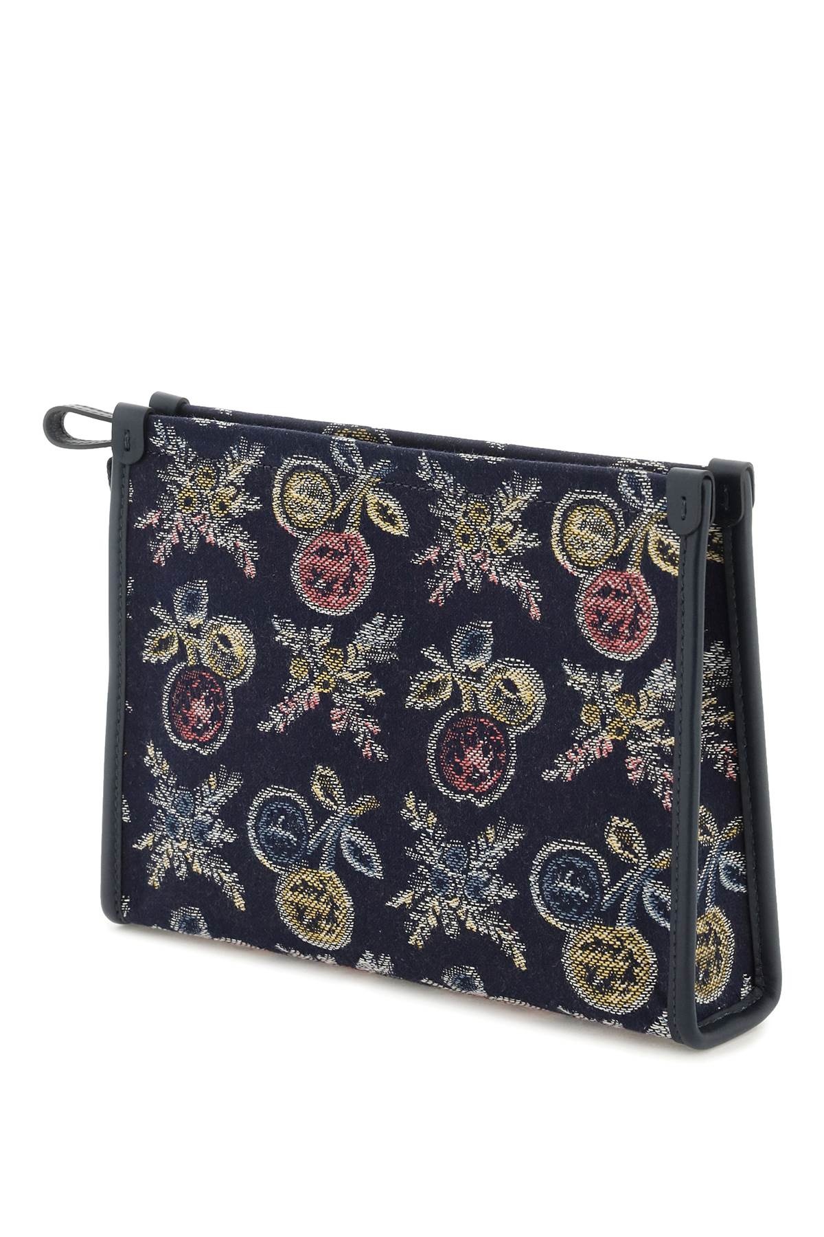 ETRO｜CLUTCHES (Medium Jacquard Pouch with Apples (1H784 Etro Medium Jacquard Pouch With Apples In Navy | Editorialist