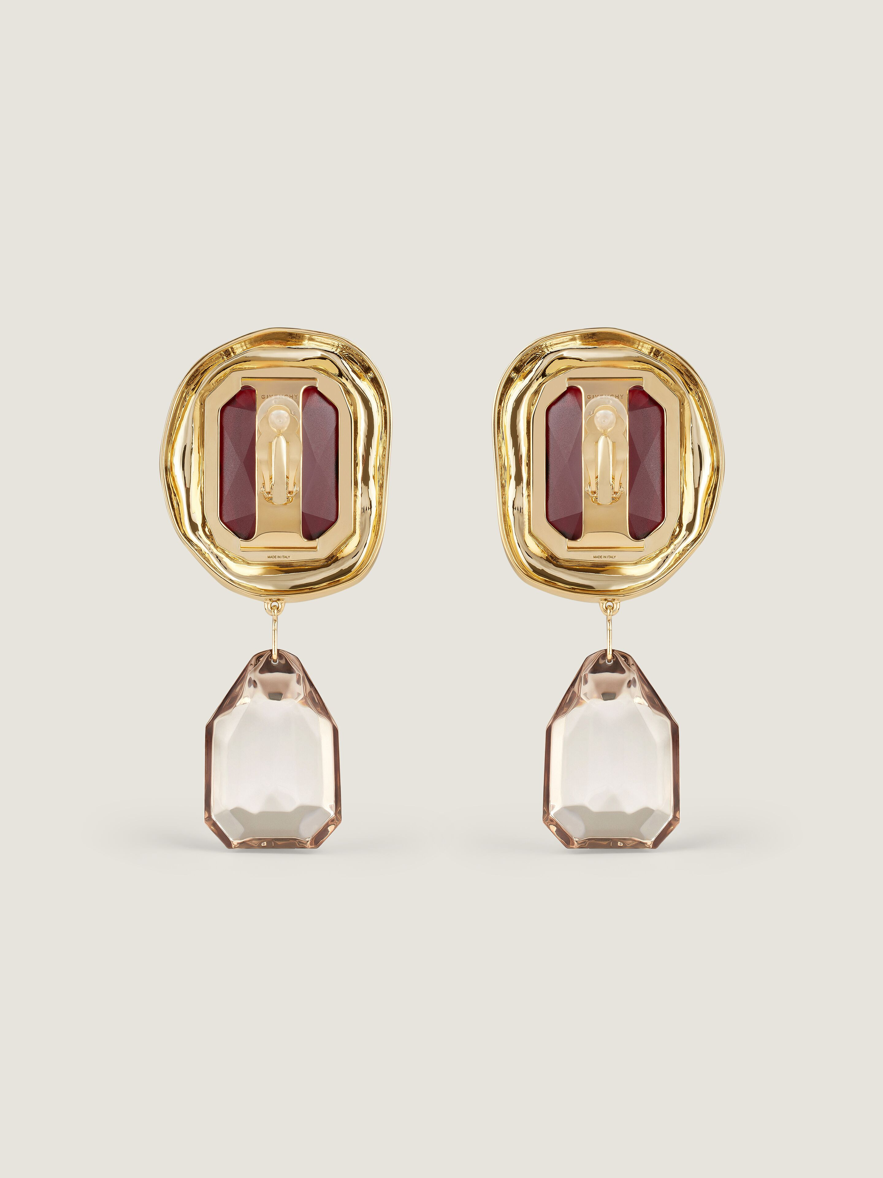 SCULPTURAL CRYSTAL CLIP EARRINGS IN METAL AND CRYSTALS - 4