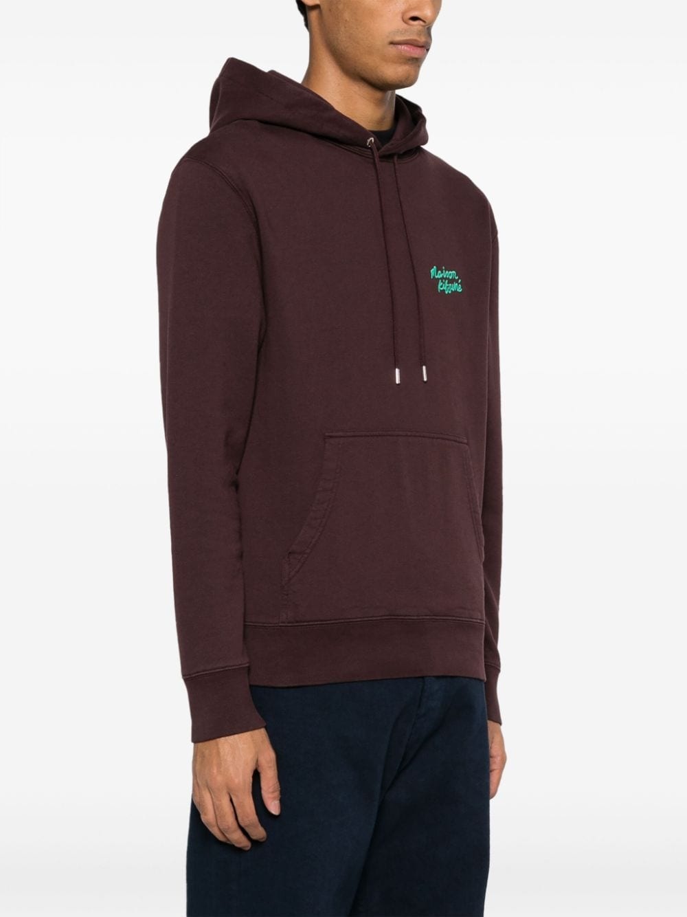 logo-embroidered cotton hoodie - 3