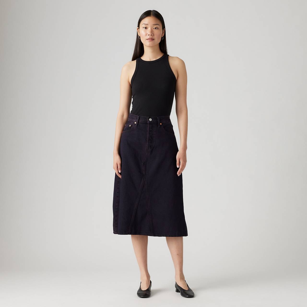 HIGH RISE A-LINE DECONSTRUCTED SKIRT - 2