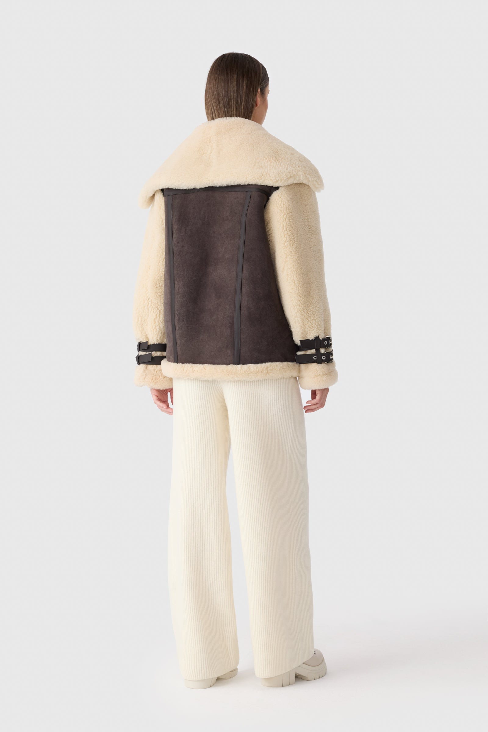 RHOSLYN Oversized Shearling Moto Jacket - 7