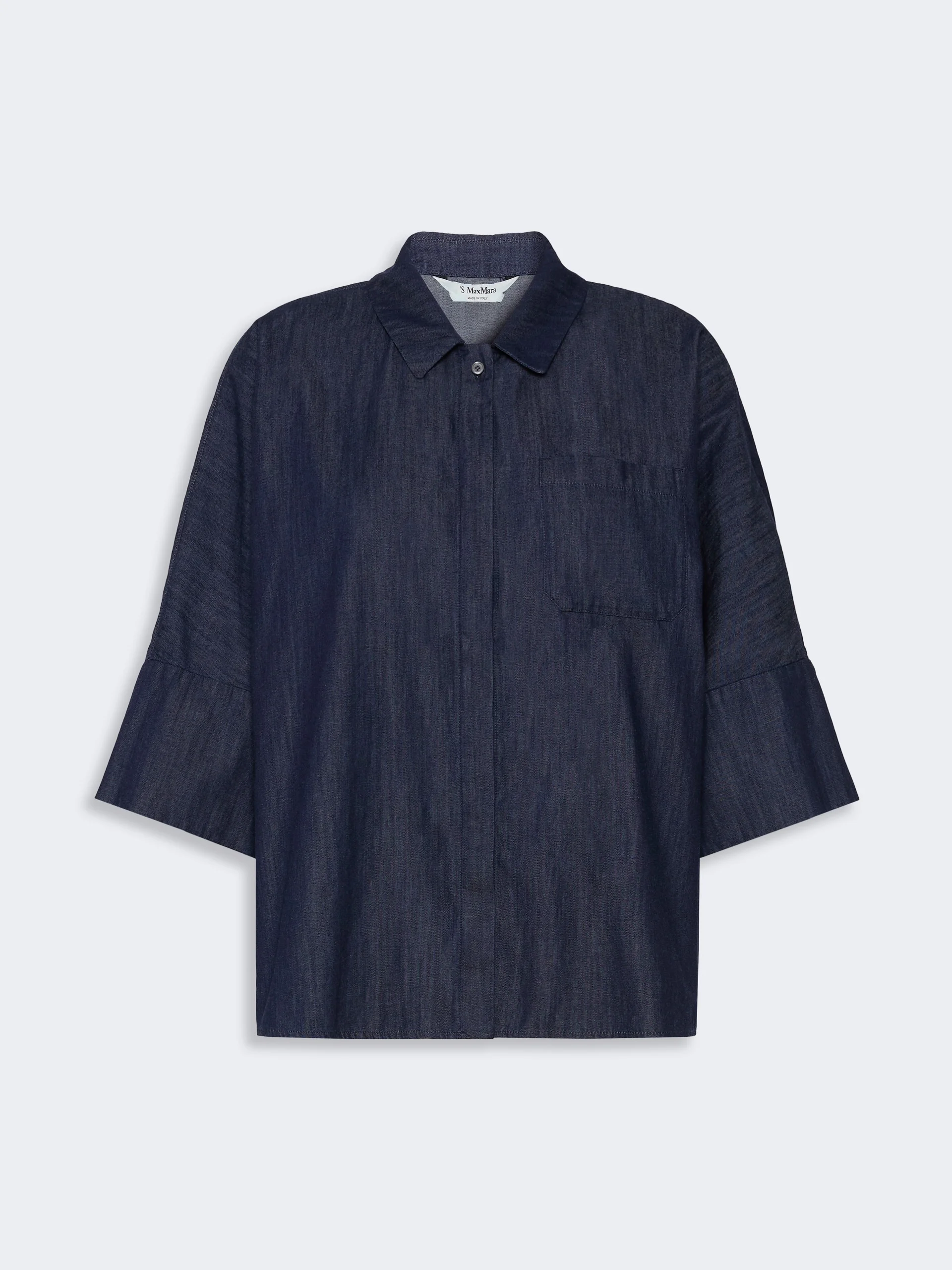 RUGIADA Wide cotton denim shirt - MIDNIGHTBLUE - 1