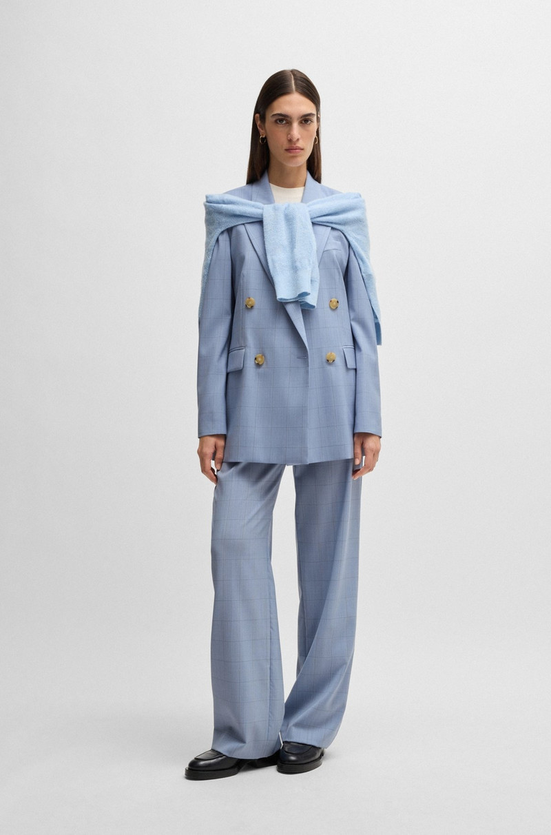 BOSS REGULAR-FIT TROUSERS IN CHECKED WOOL outlook