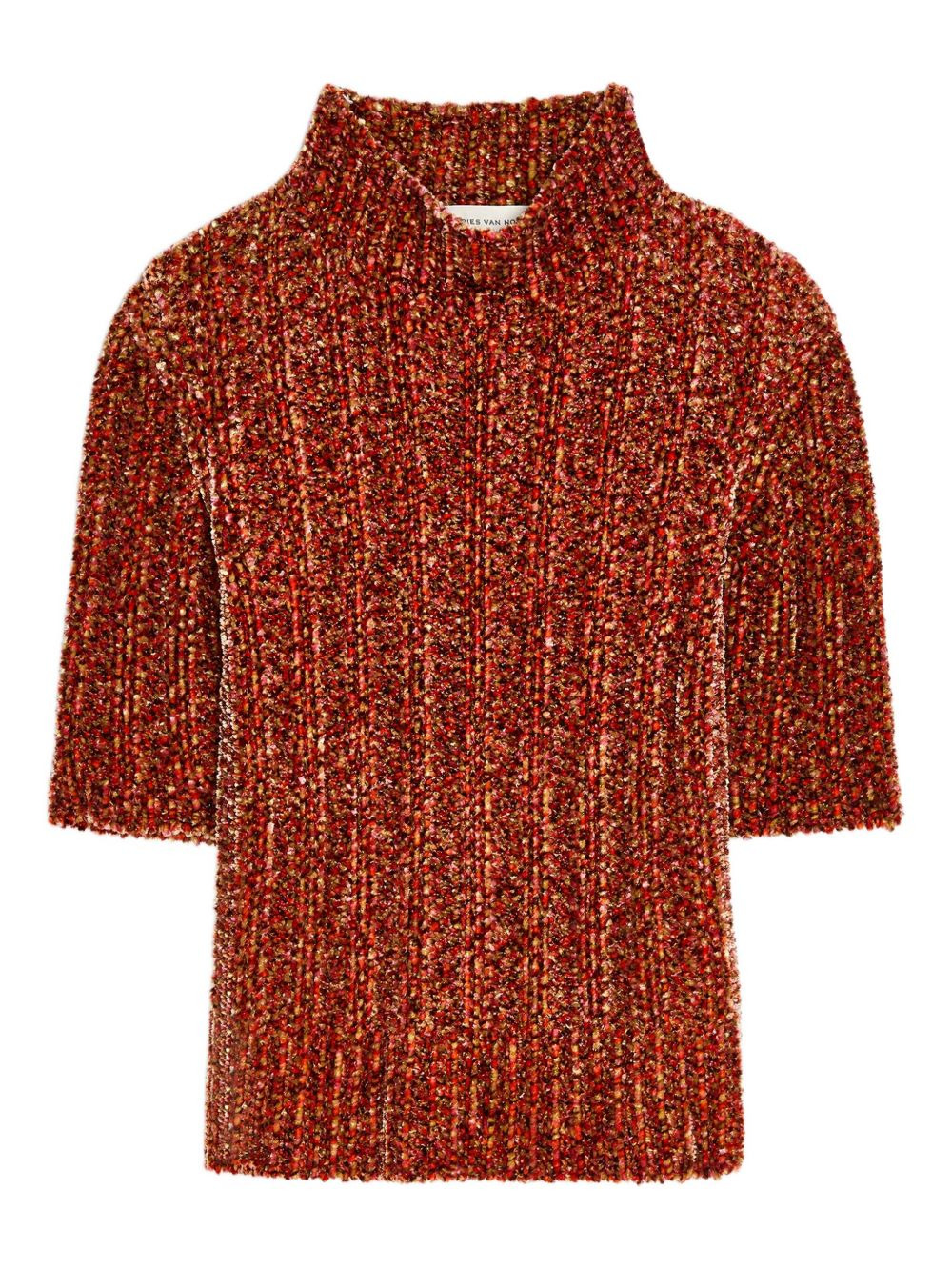 short-sleeved ribbed sweater - 1