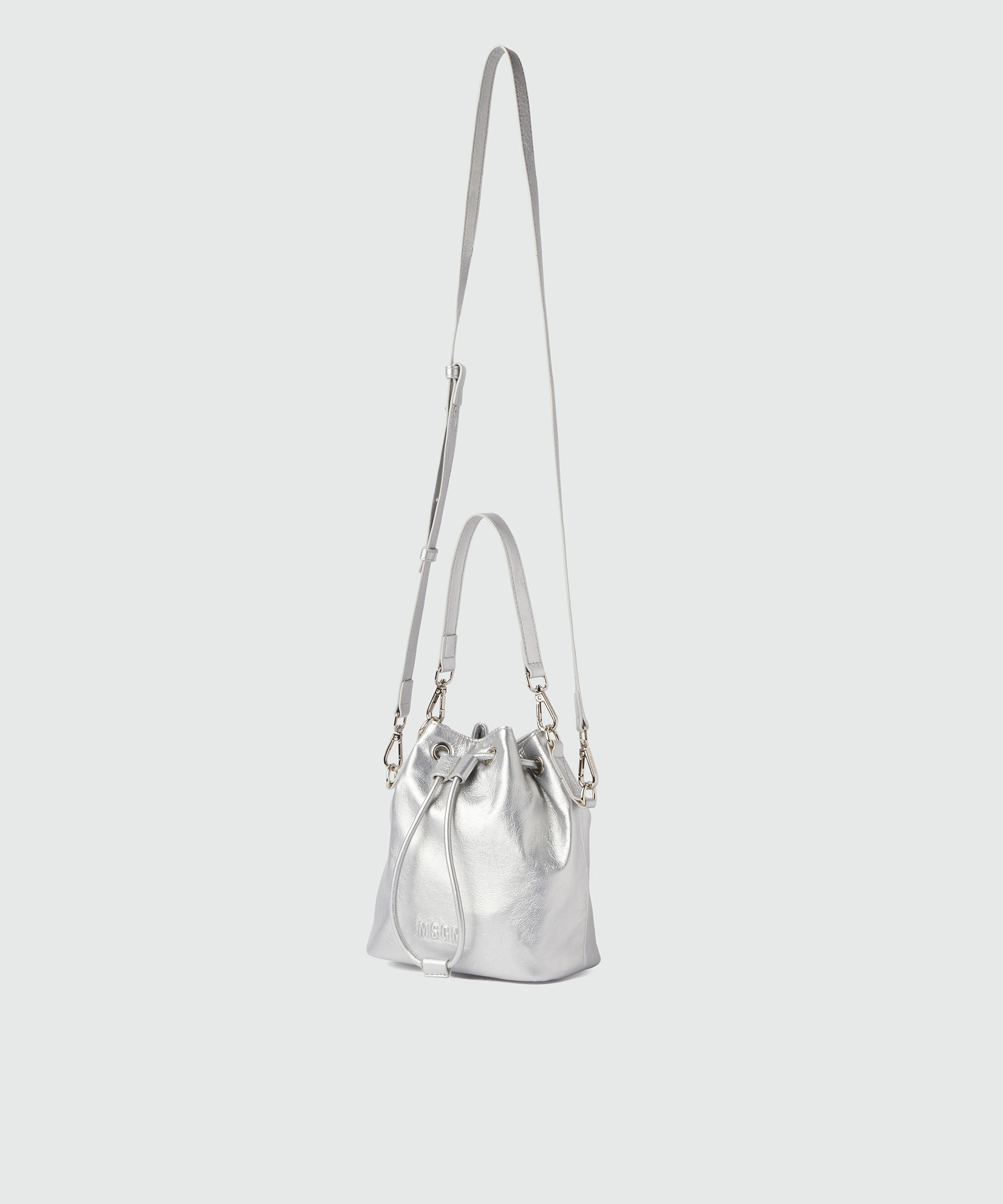 Laminated crackle faux-leather bucket bag - 3