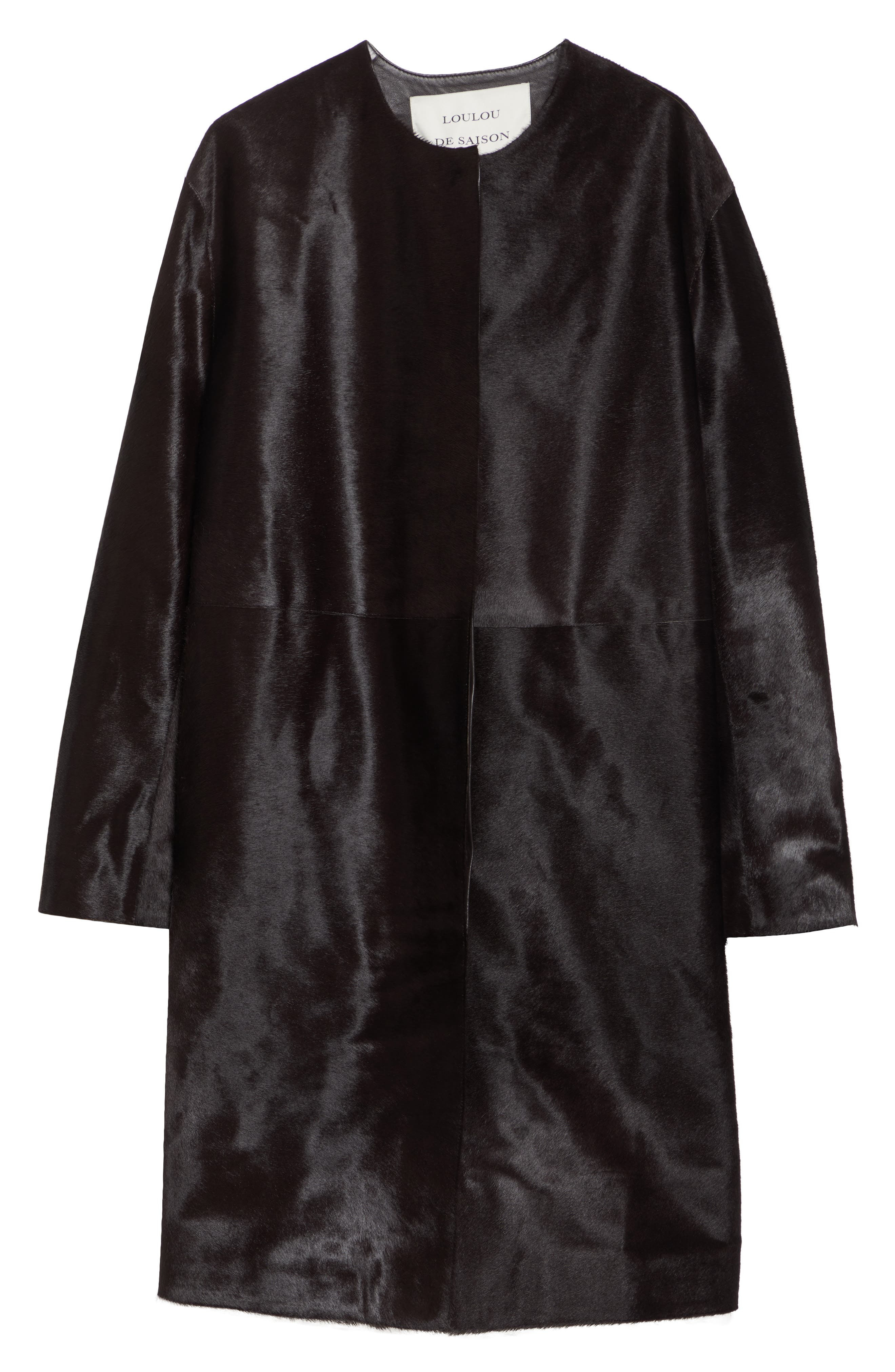 LOULOU DE SAISON Miller Genuine Calf Hair Coat in Coffee at Nordstrom - 7