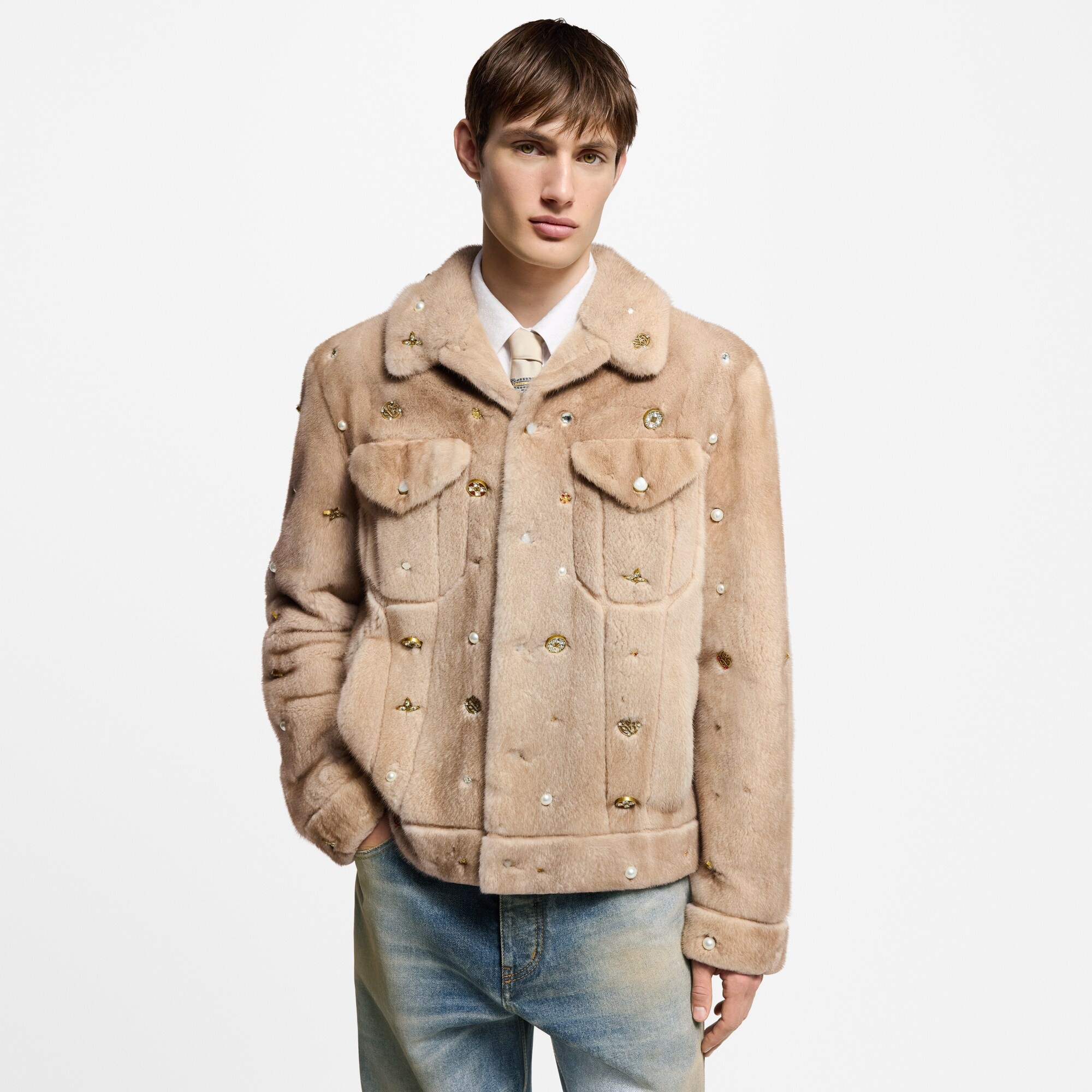 Made To Order Embellished Mink Trucker Jacket - 2