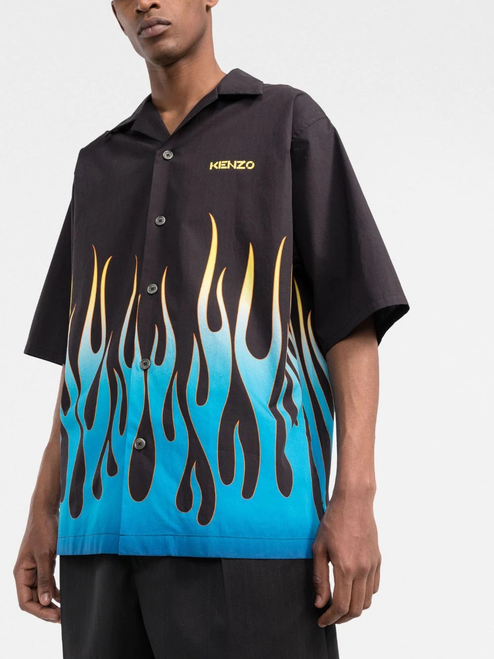 flame-print branded short-sleeve shirt - 3