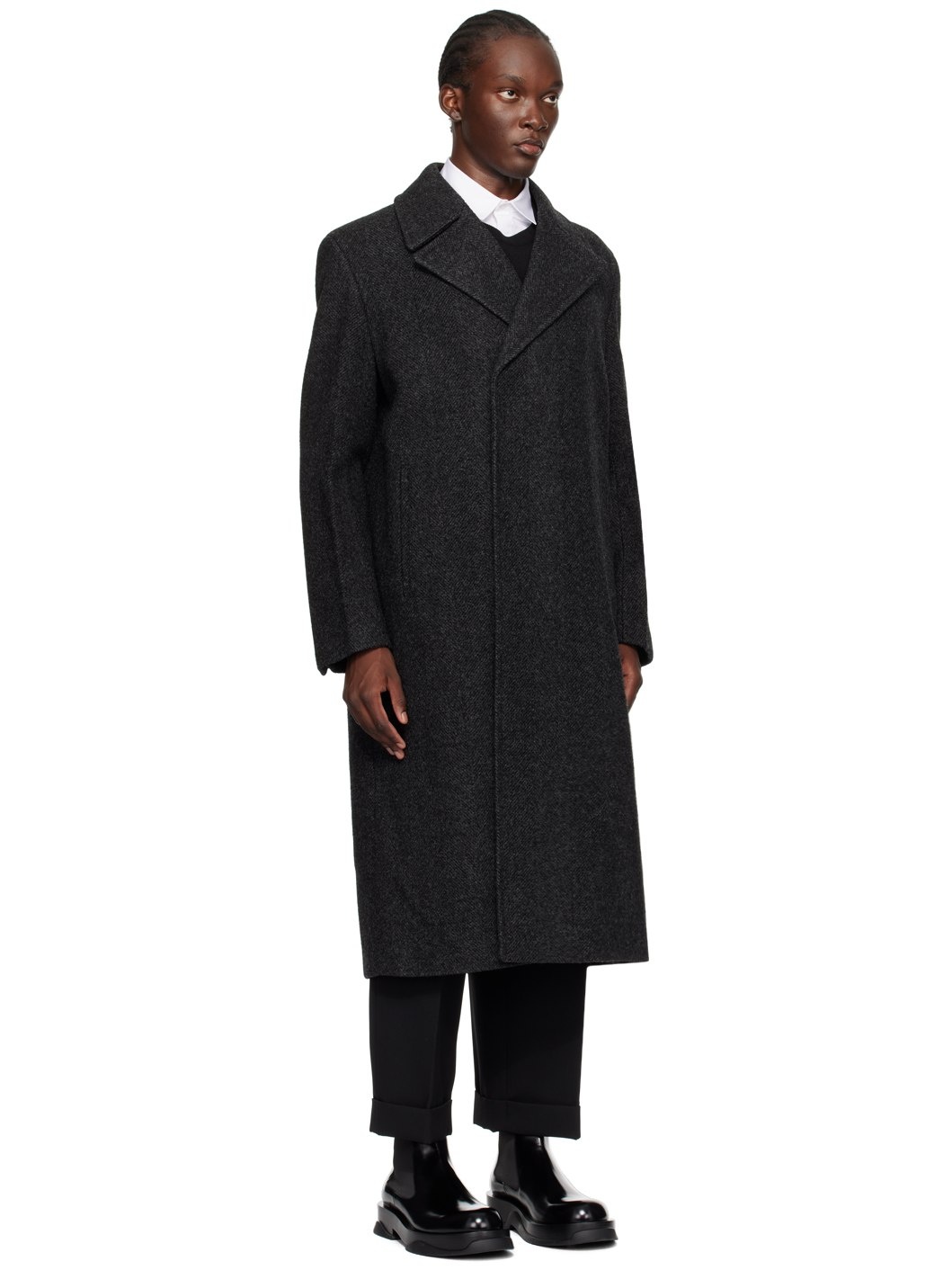 Gray Notched Lapel Coat - 2
