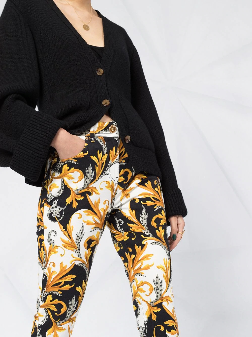 Acanthus print cropped jeans - 3