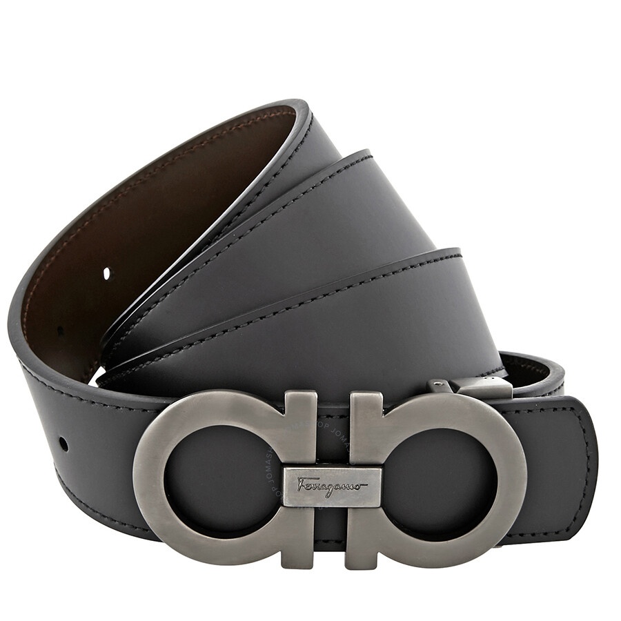Ferragamo Reversible Leather Belt with Gunmetal Buckle - 1