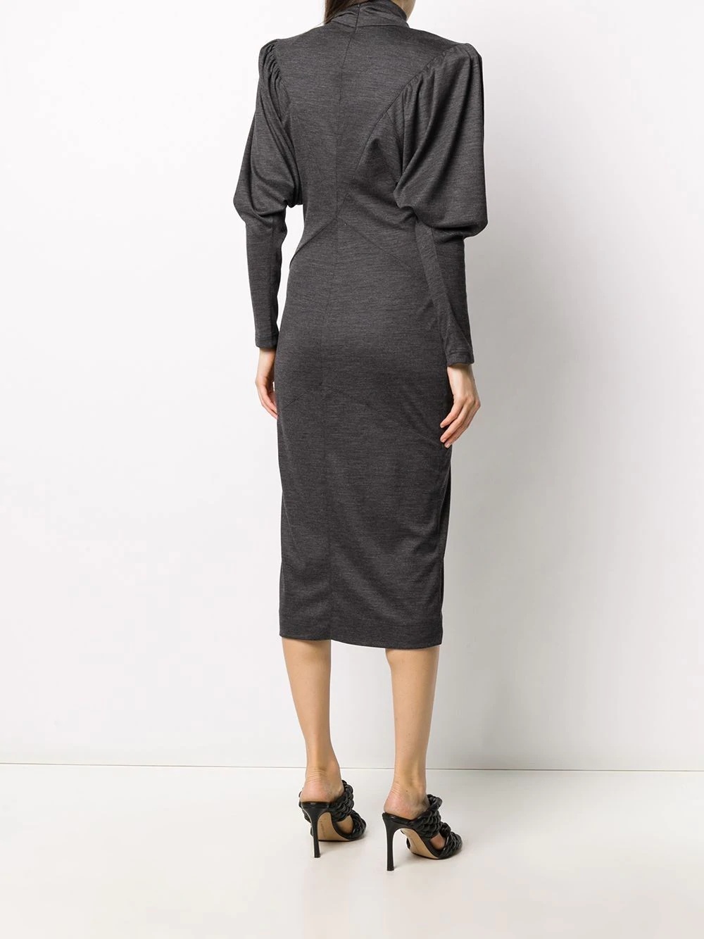 Genia puff-sleeve midi dress - 4