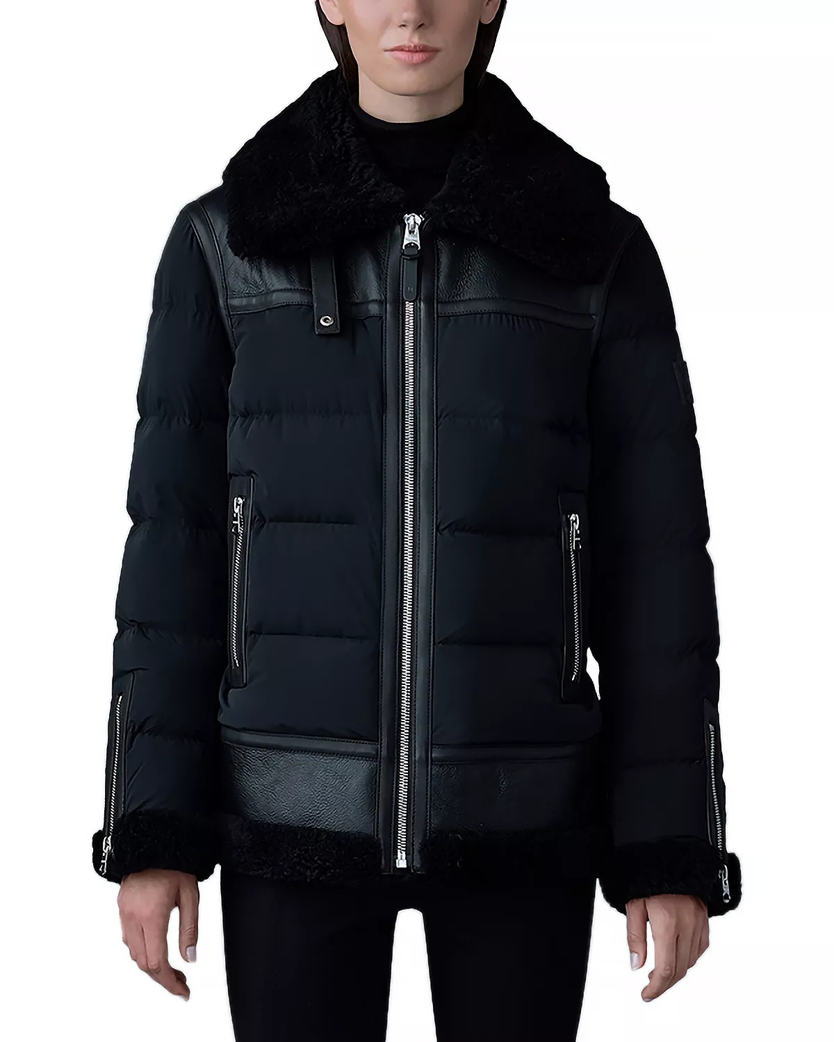 Vanna Mixed-Media Shearling Down Jacket - 1
