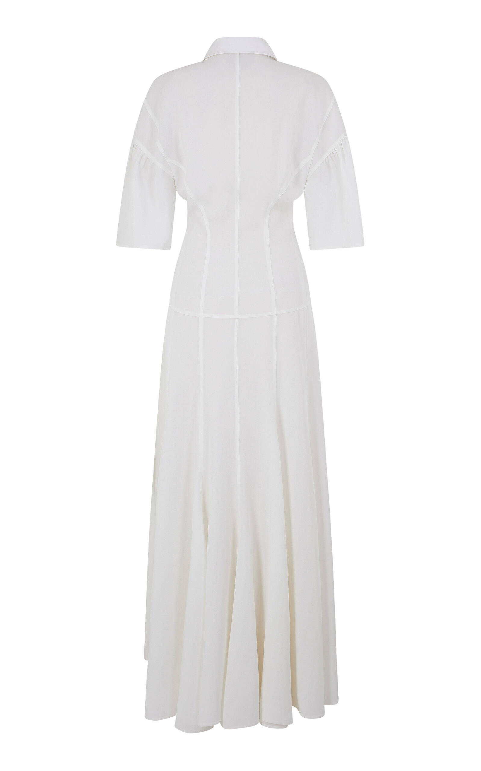 Drop-Waist Crepe Maxi Dress off-white - 3