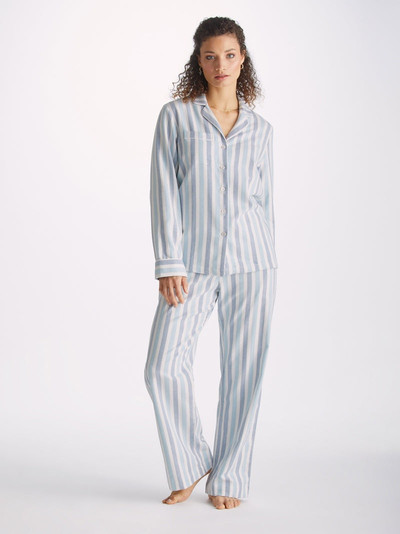 Derek Rose Women's Pyjamas Kelburn 35 Brushed Cotton Blue outlook