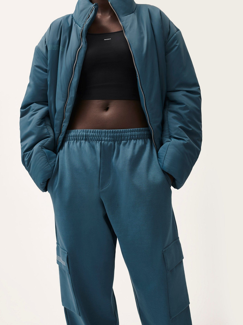 Womens Double Jersey Cargo Track Pants - Storm Blue 4