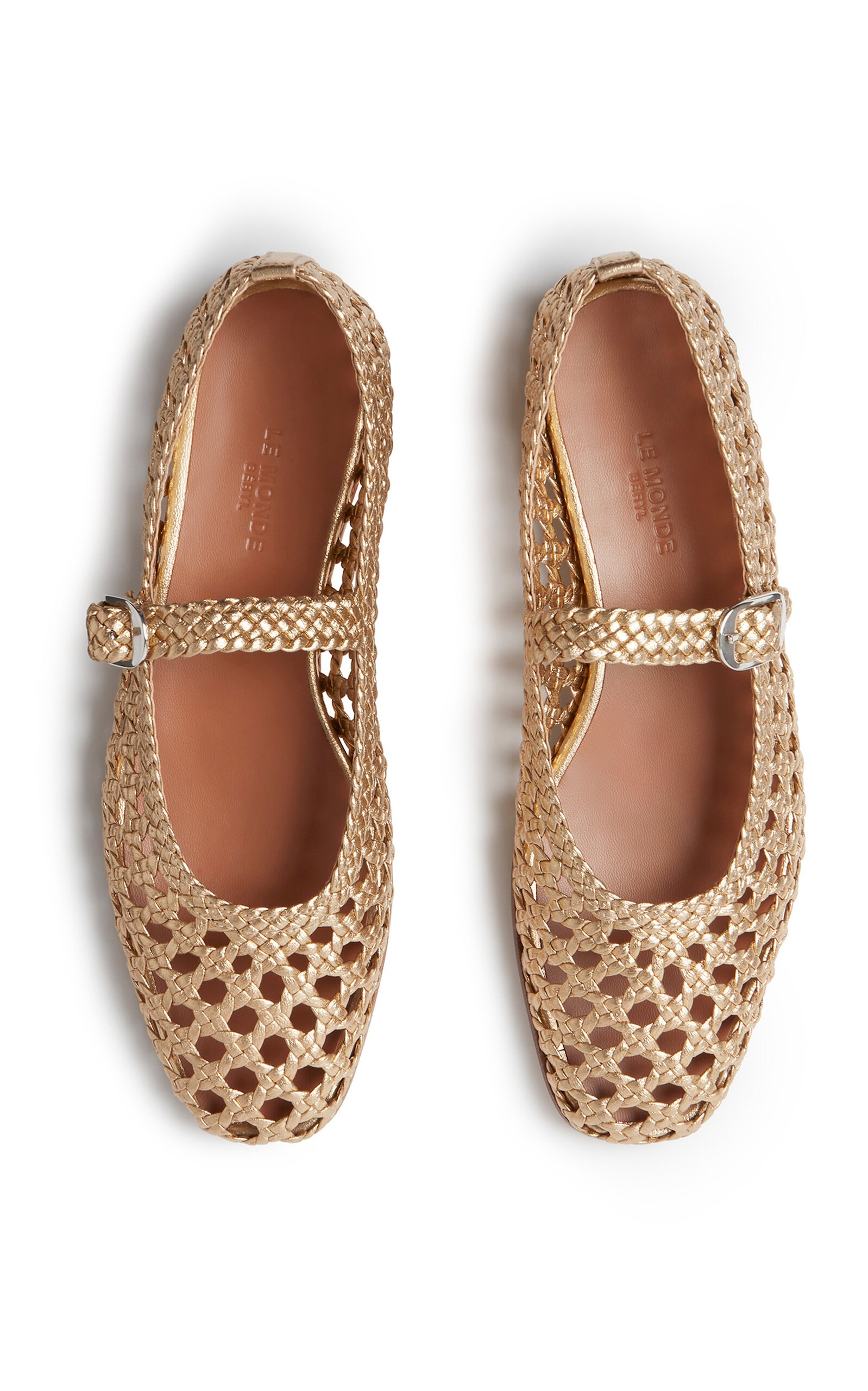 Woven Leather Mary Jane Flats gold - 2