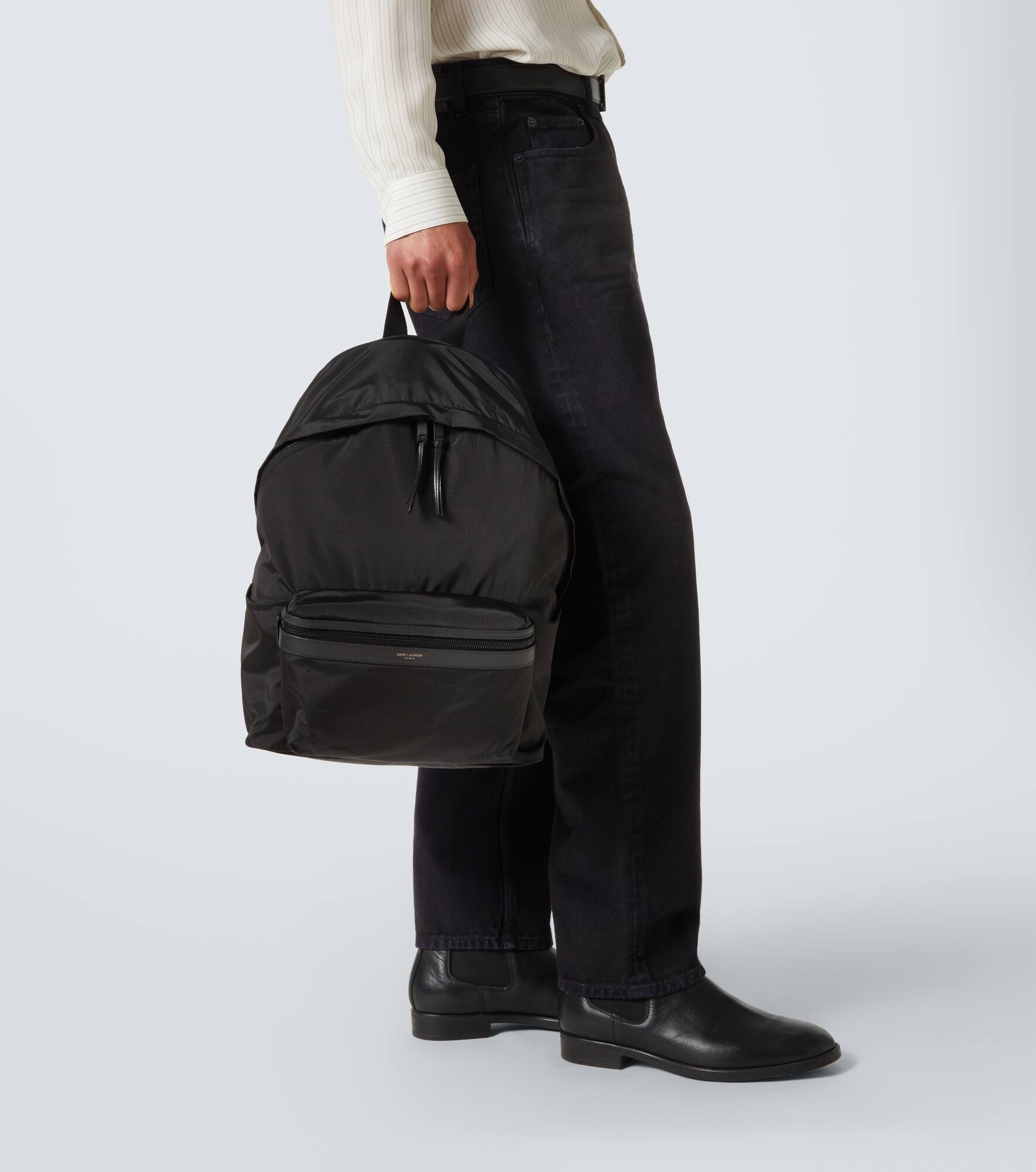 City leather-trimmed ripstop backpack - 2