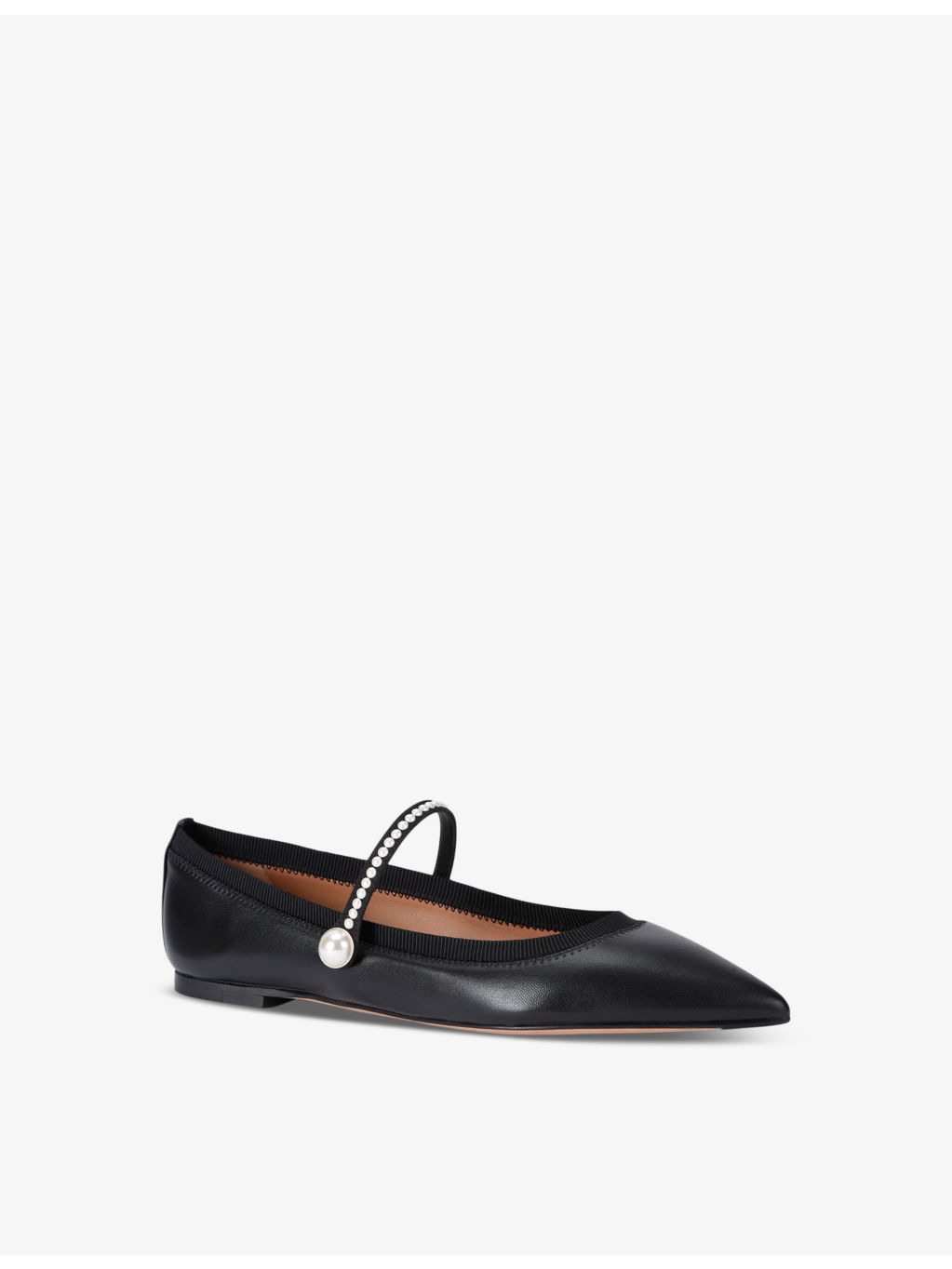 Romy pearl-embellished leather ballet flats - 3