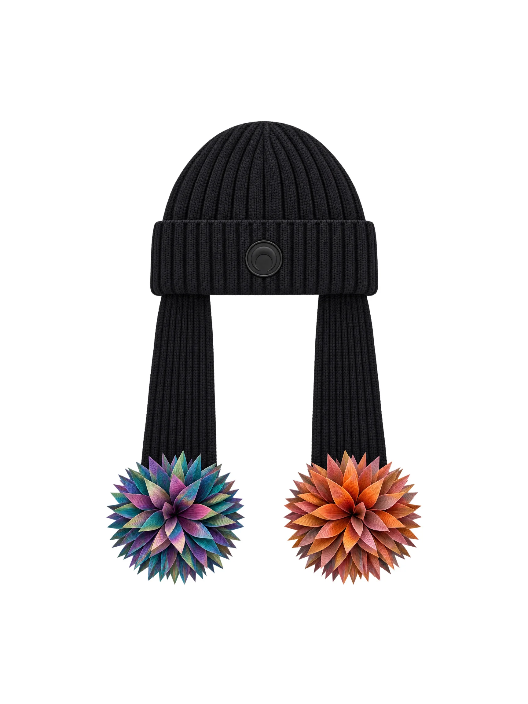 EARFLAP POMPONS KNIT BEANIE - 1