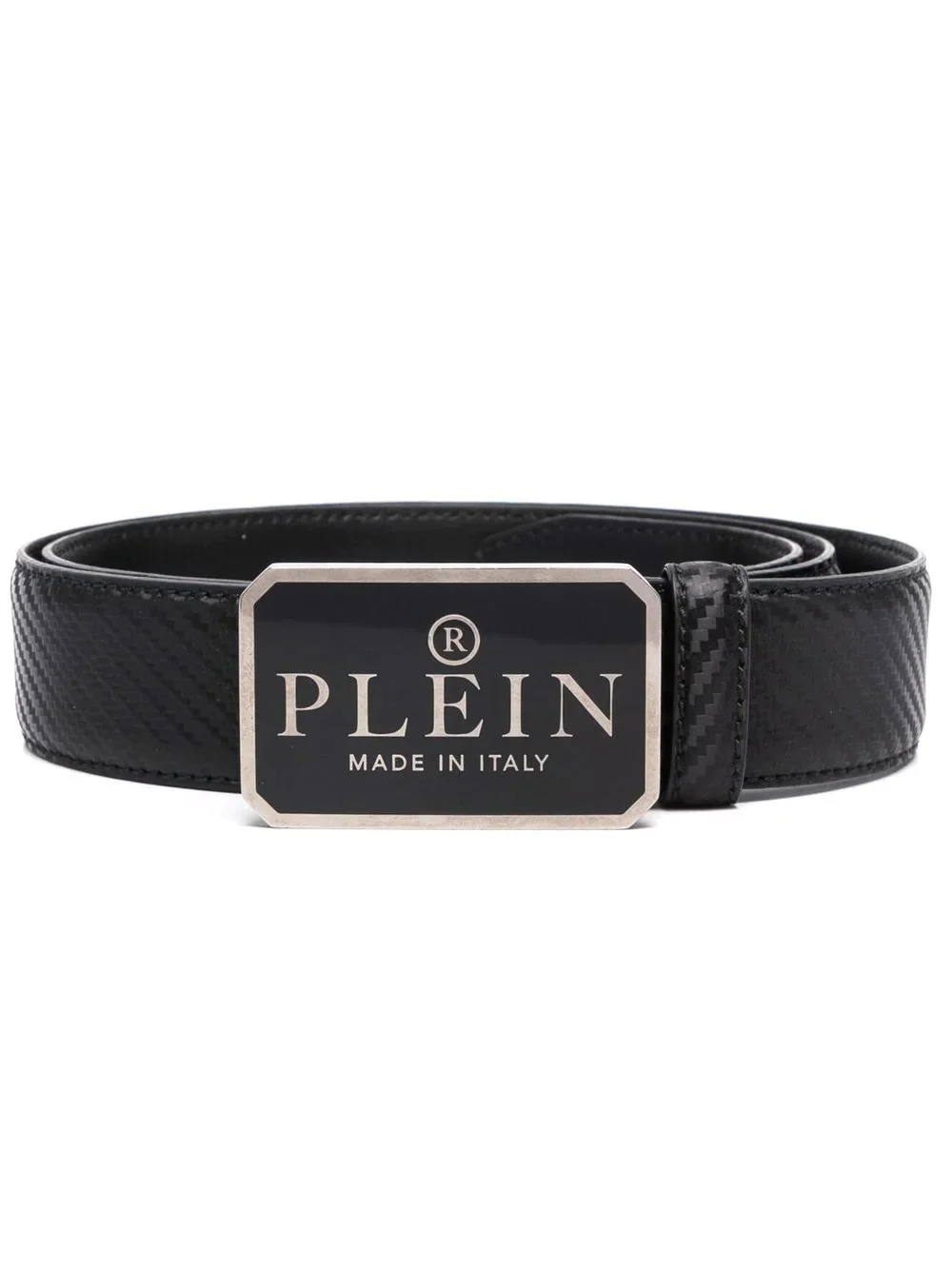 logo-plaque textured belt - 1