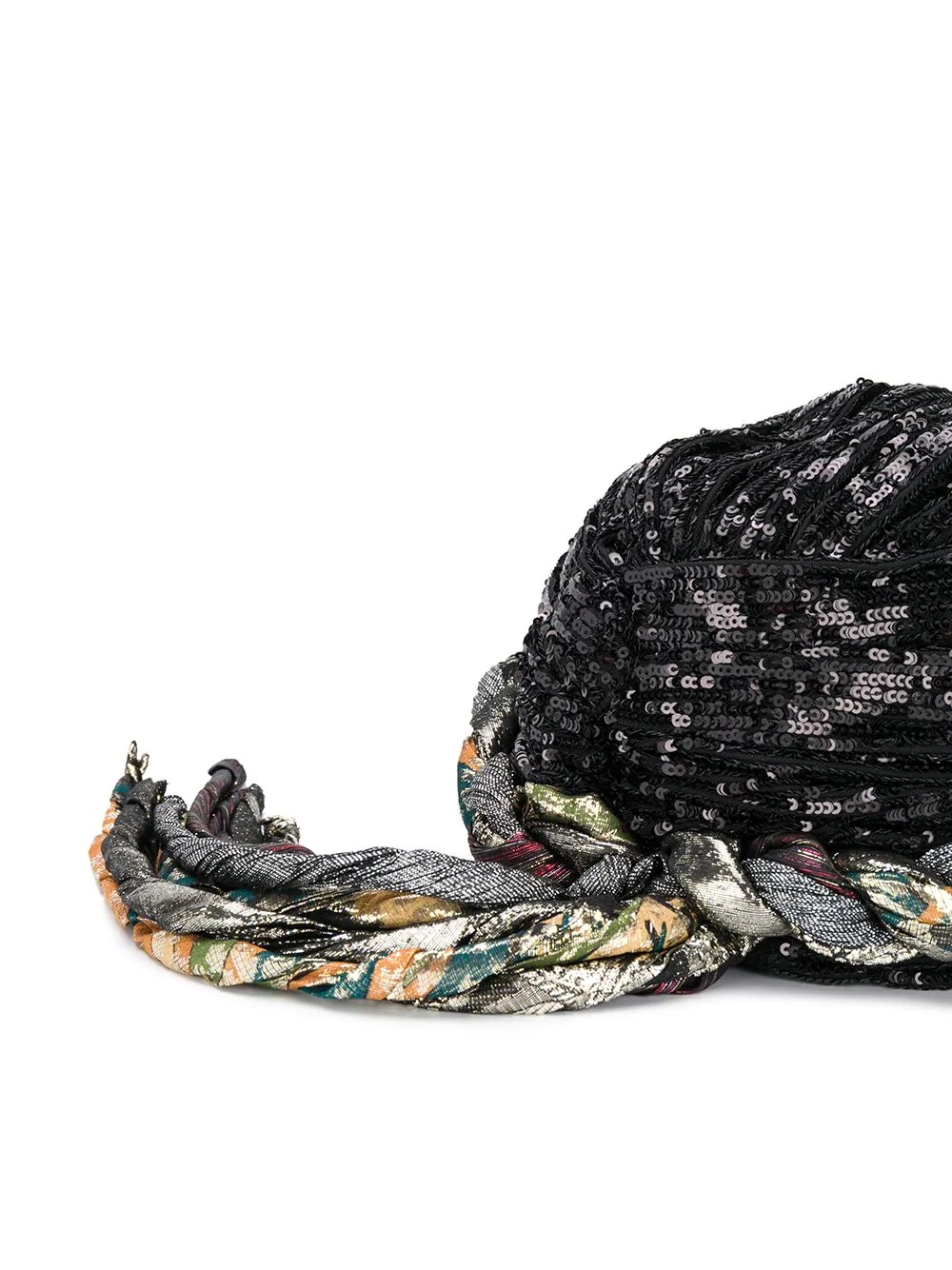 sequin-embellished braided hat - 2