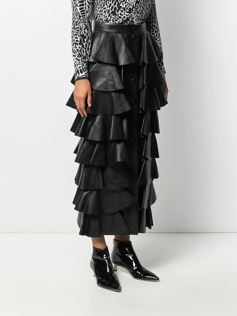 tiered-design midi skirt - 3