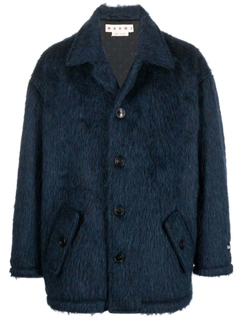 button-up faux-fur coat - 1