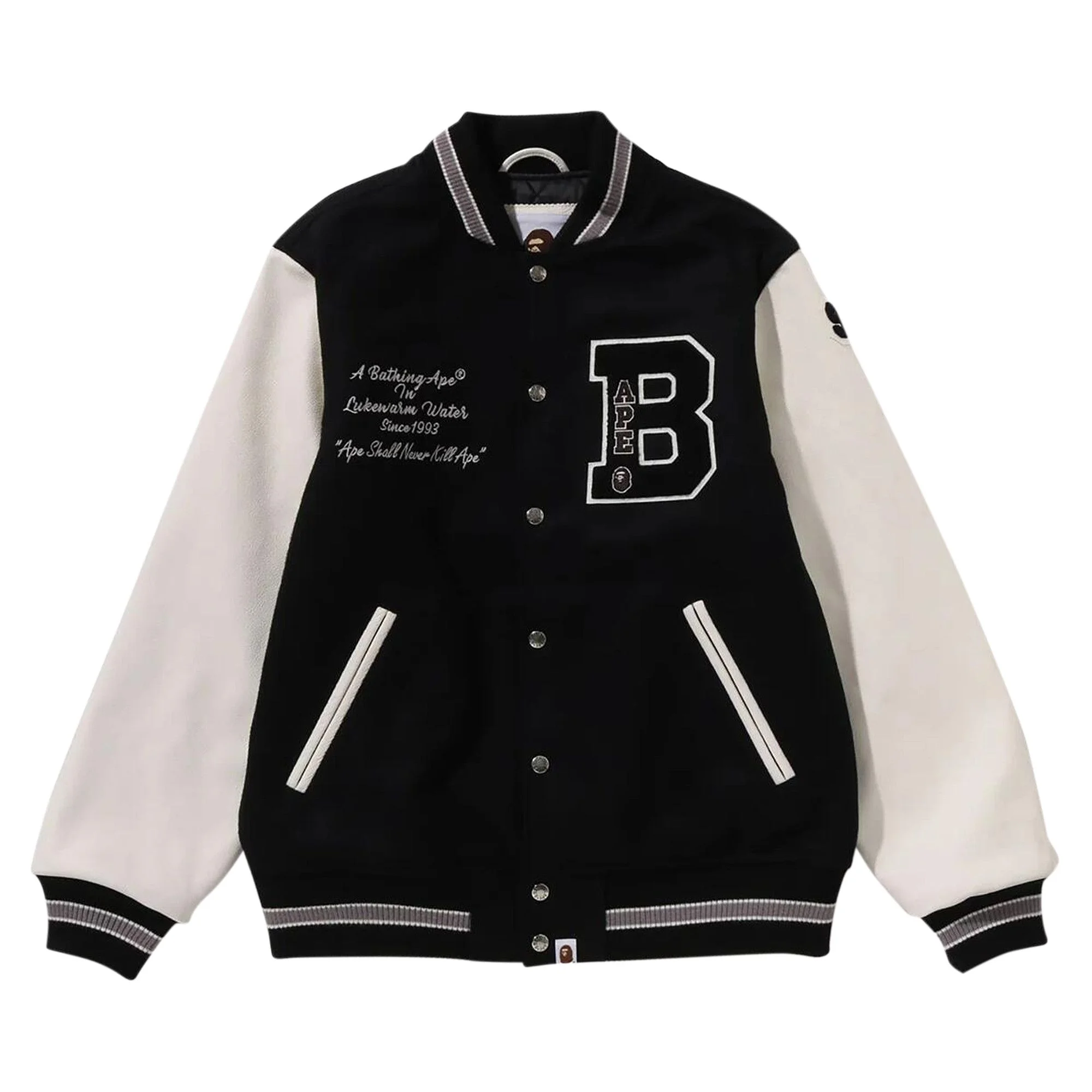 BAPE Embroidery Varsity Jacket 'Black' - 1