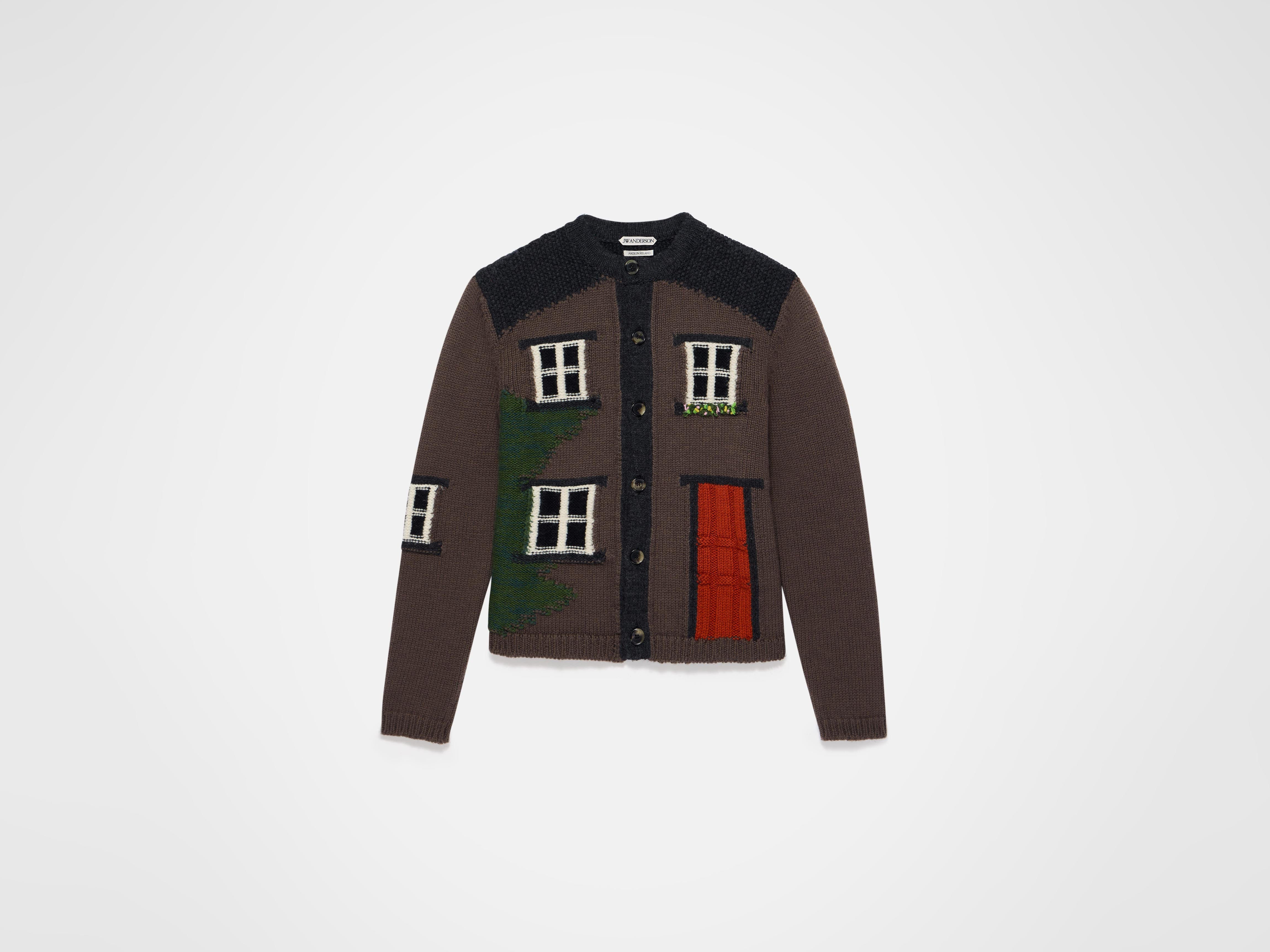 HOUSE POLO CARDIGAN IN CHESTNUT BROWN - 1