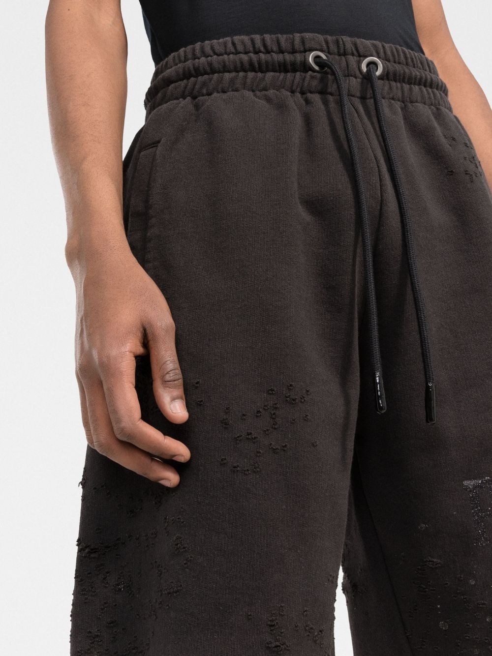 glitter logo distressed shorts - 5