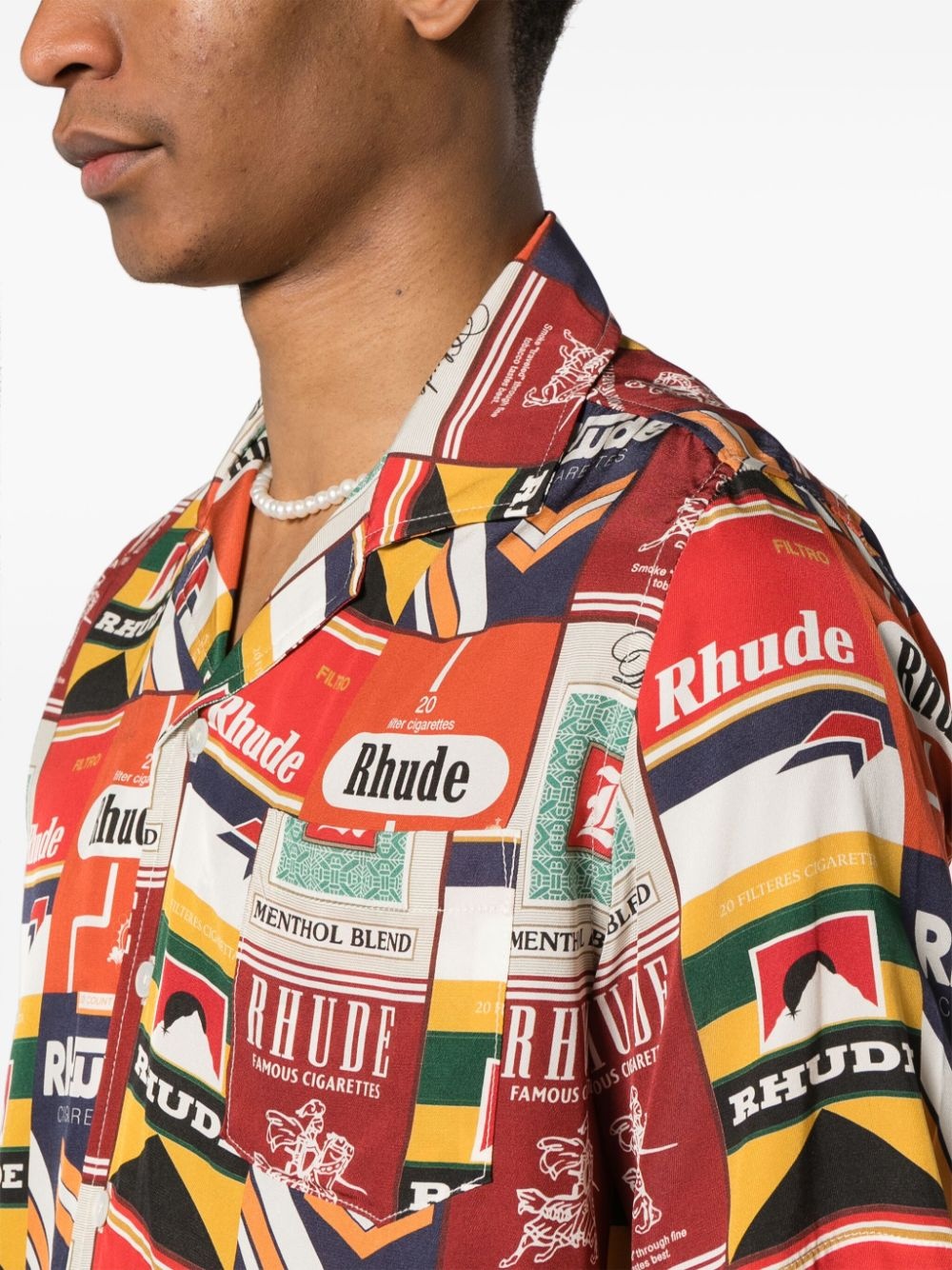 Cigarette-print silk shirt - 5
