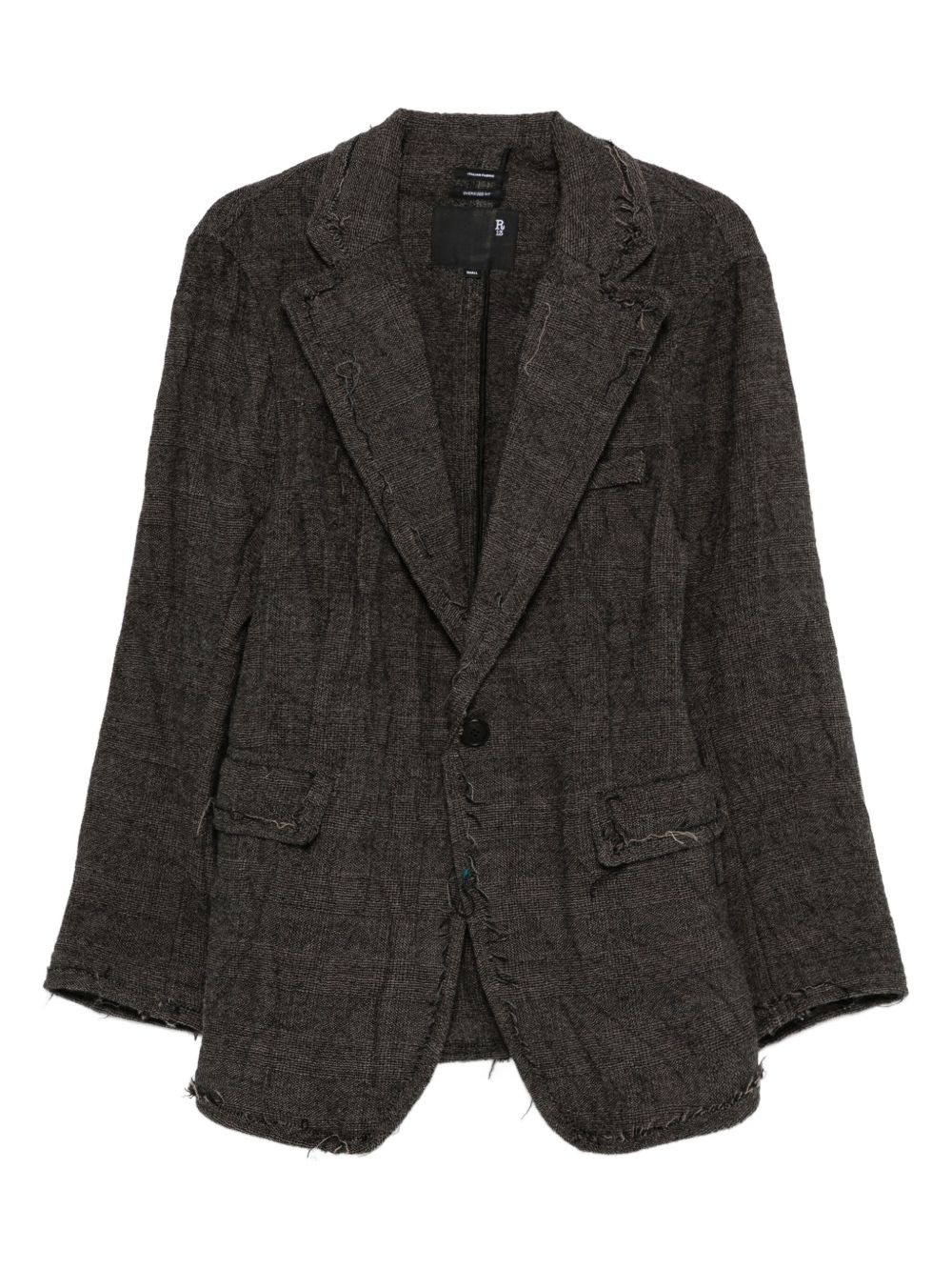 frayed-edge single-breasted blazer - 1