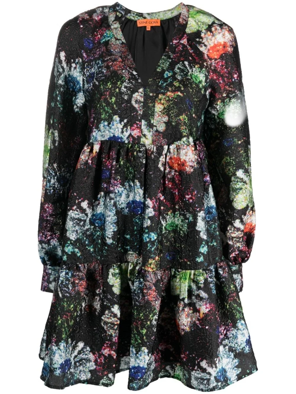Jasmine Glitter Bloom-print minidress - 1