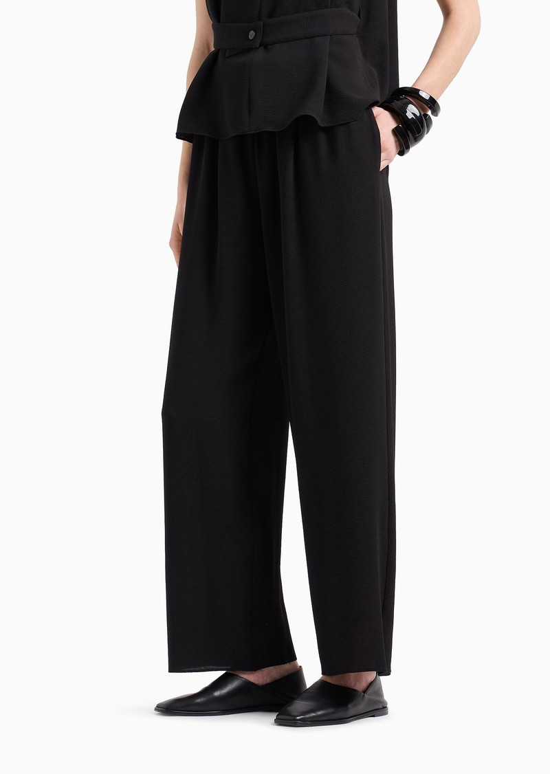 EMPORIO ARMANI Elasticated-waist trousers with tubular armure-crêpe belt outlook