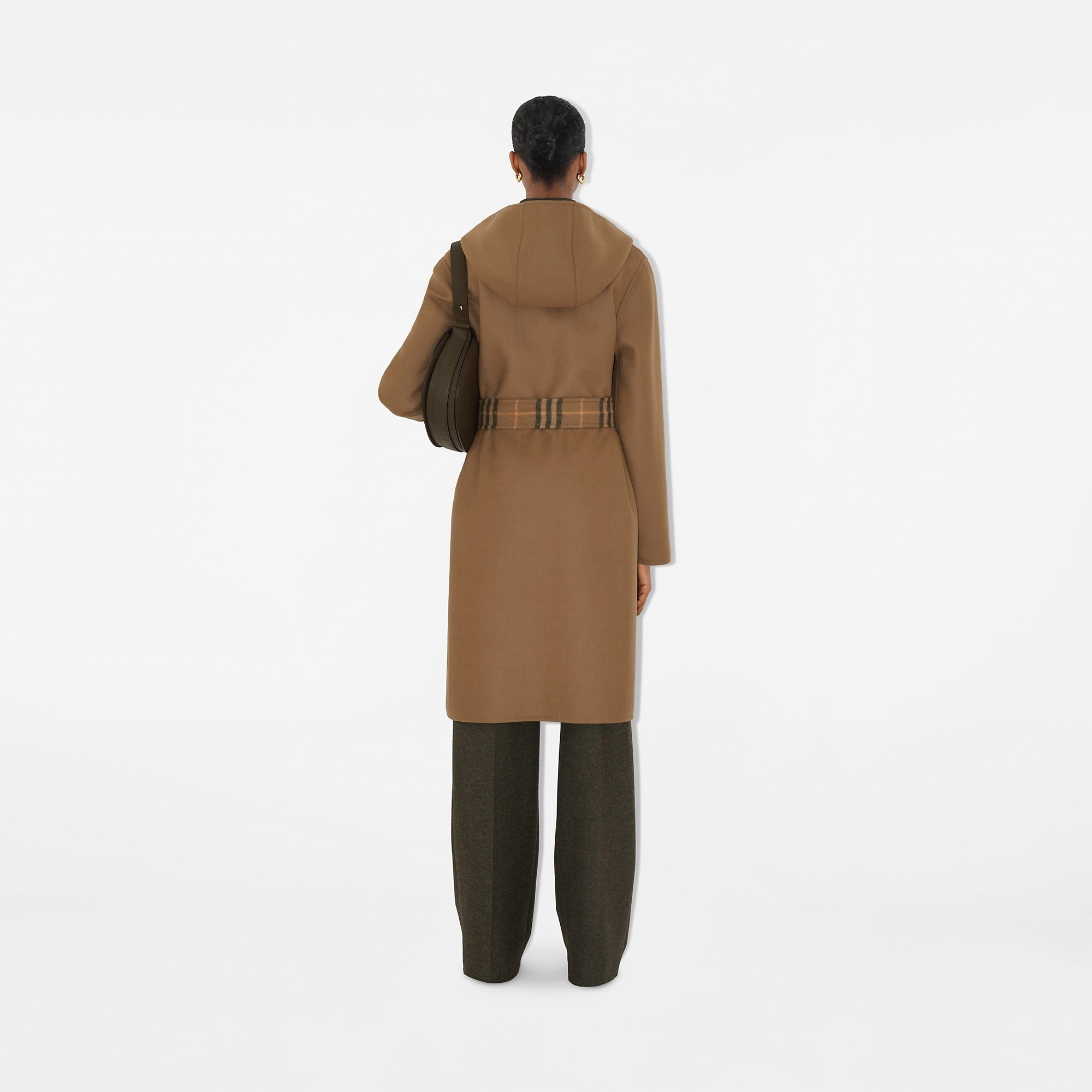 Reversible Check Wool Wrap Coat - 4