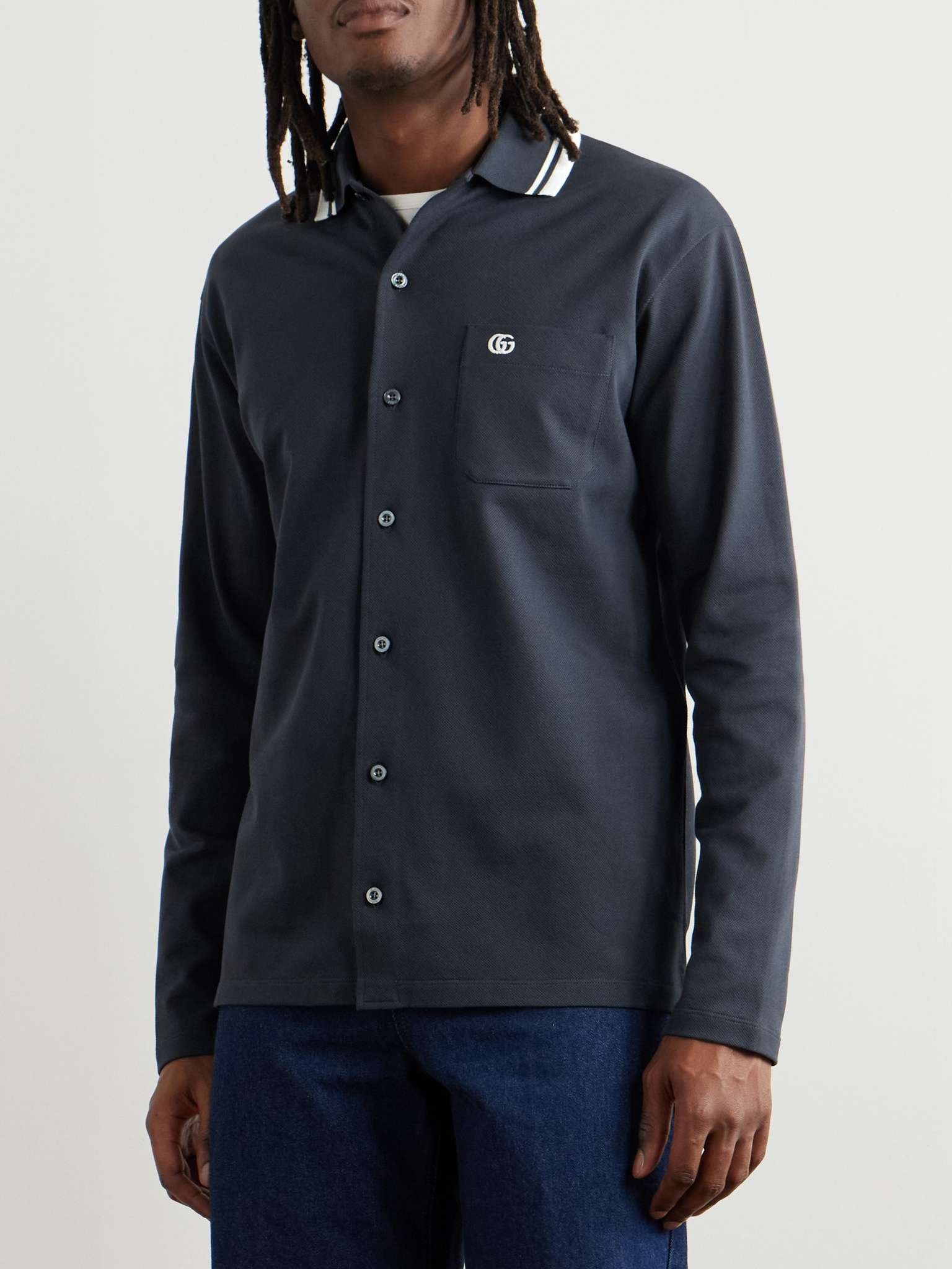 Logo-Embroidered Cotton-Blend Piqué Polo Shirt - 3