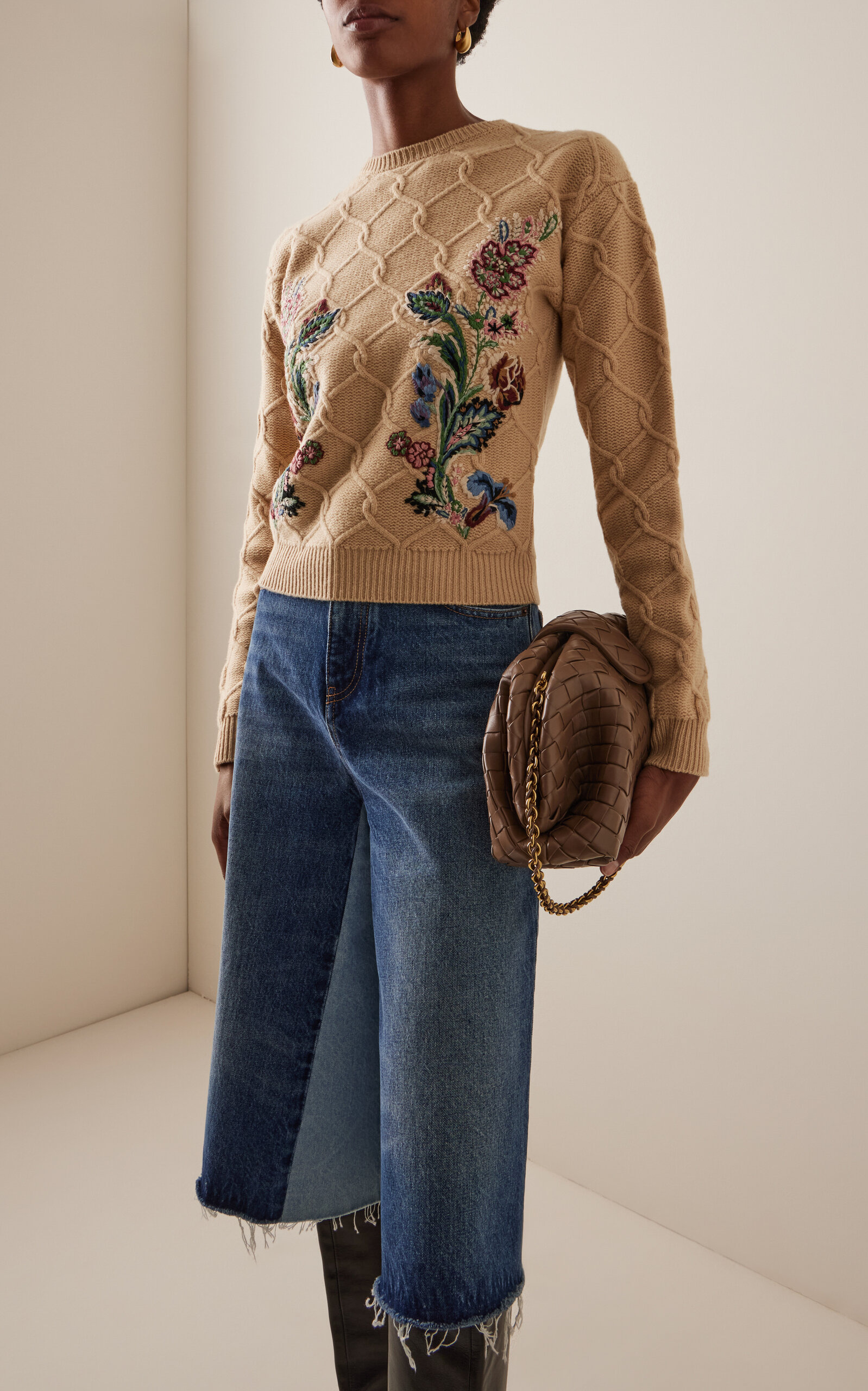 Embroidered Wool-Cashmere Sweater nude - 2