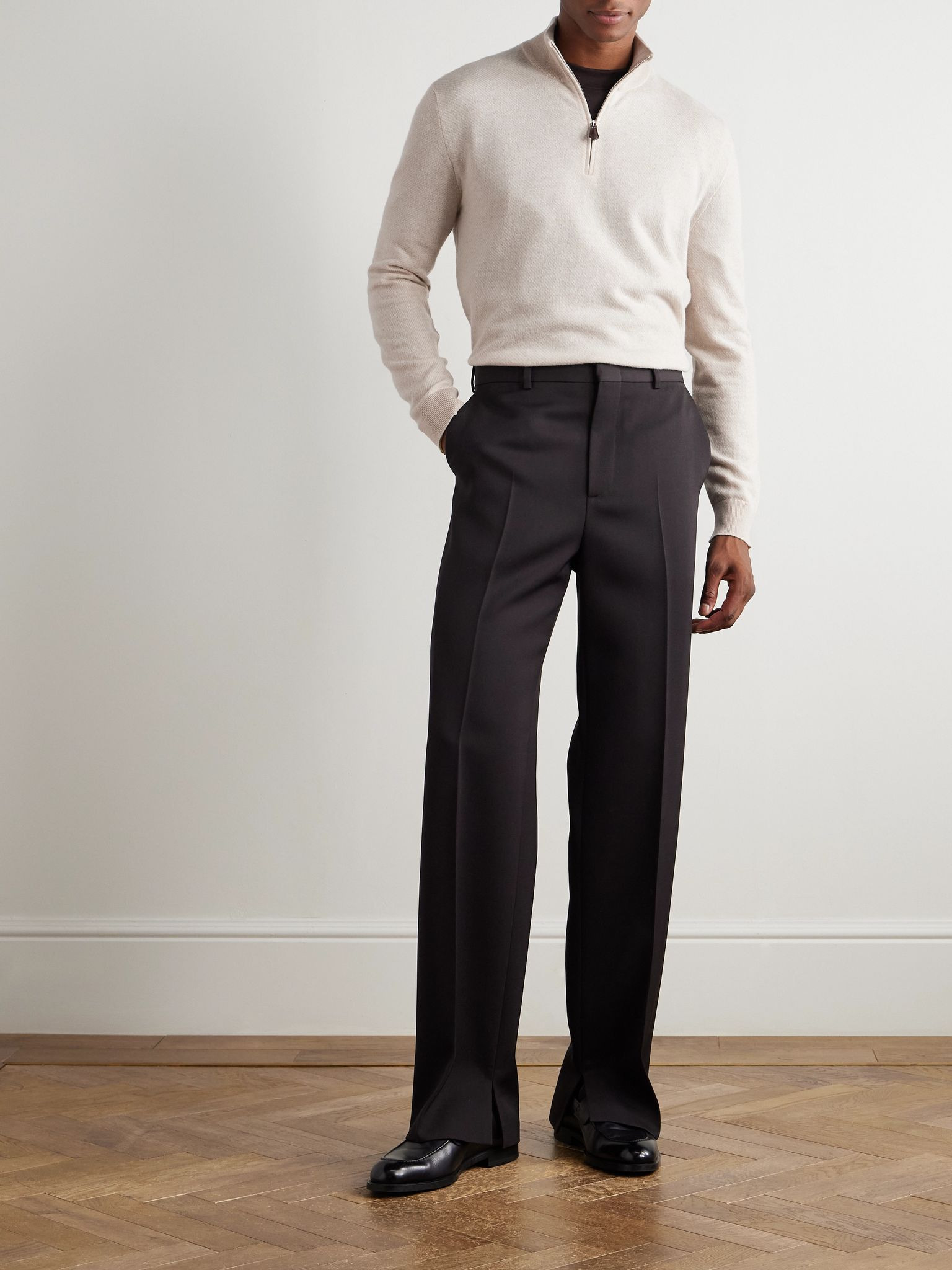 Roadster Cashmere Half-Zip Sweater Beige - 2