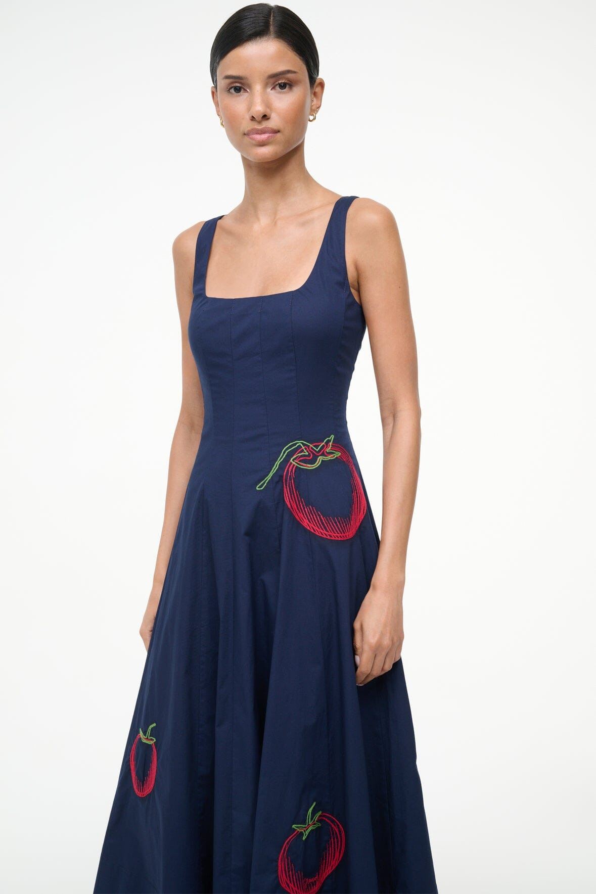 STAUD WELLS DRESS NAVY ROMA - 4