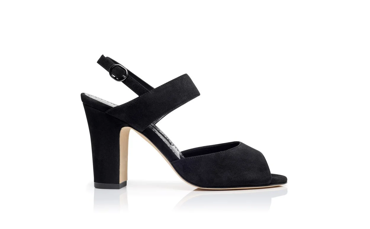 Black Suede Slingback Sandals - 1