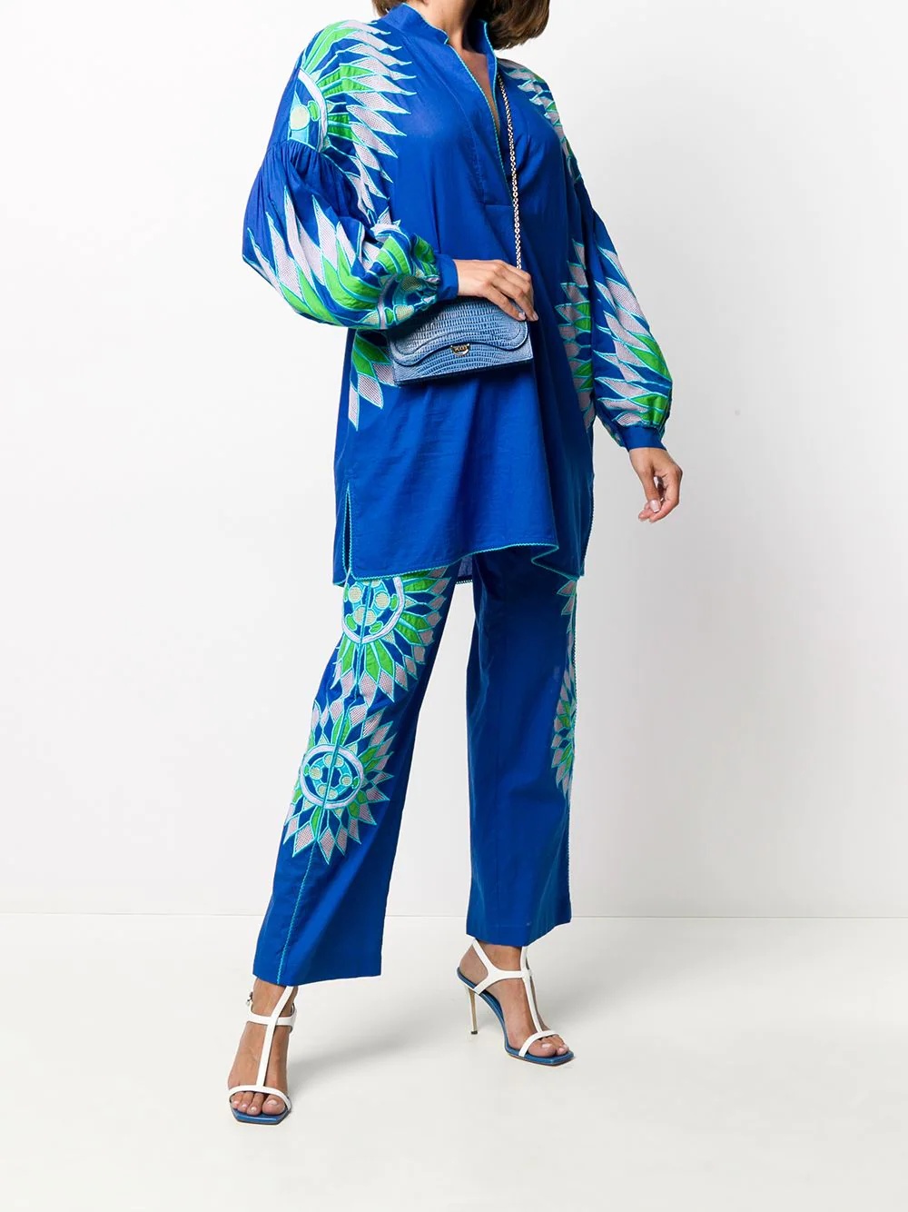 geometric embroidered kaftan top - 2