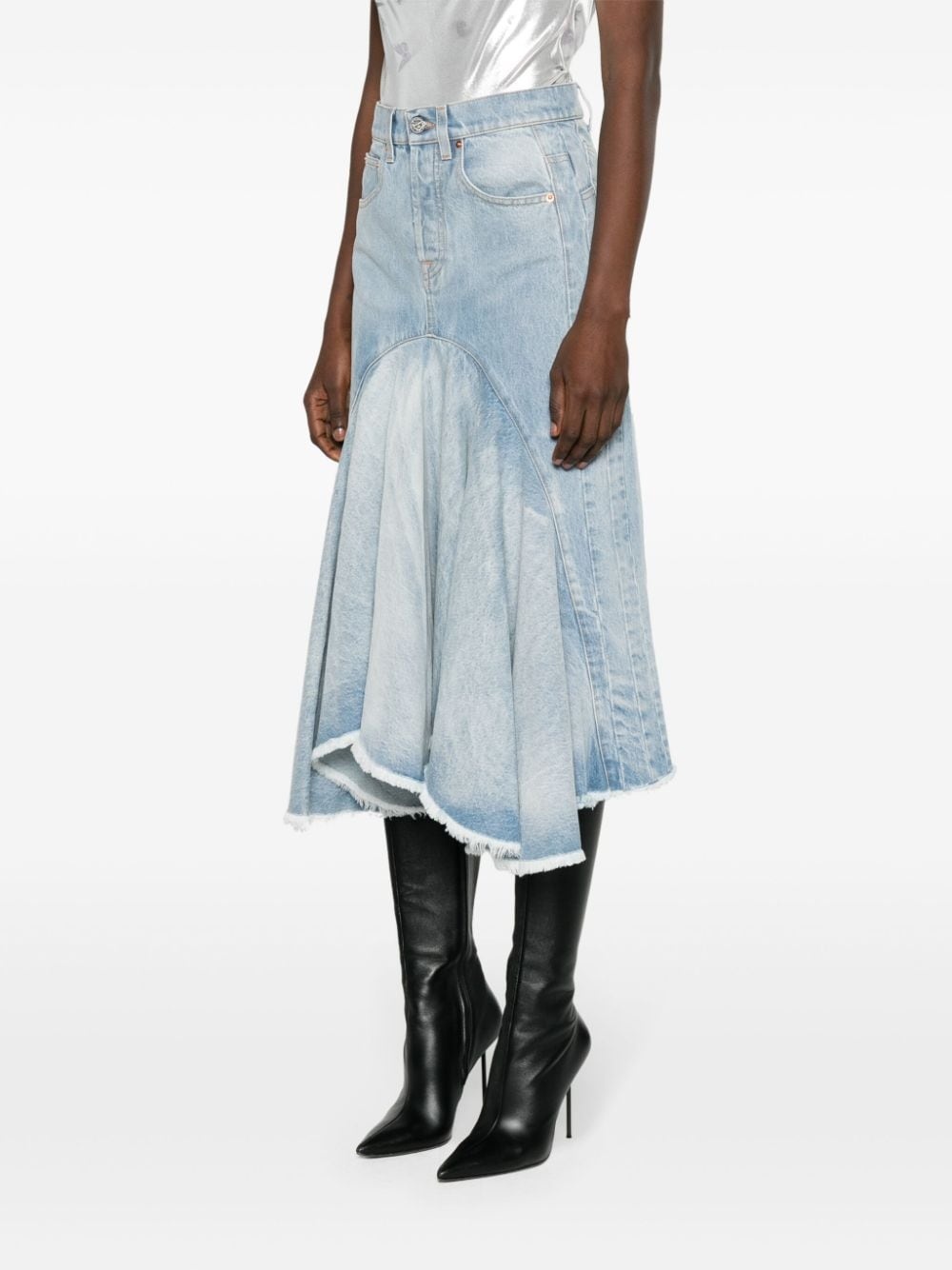 godet denim midi skirt - 3