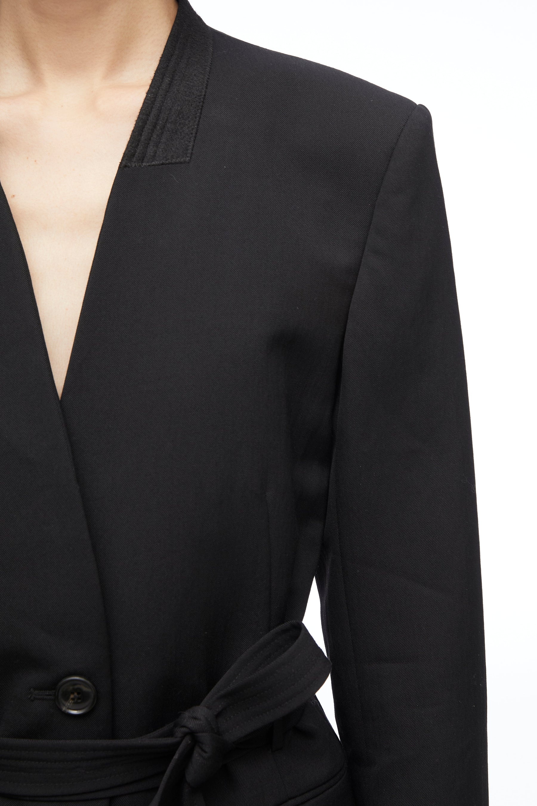 Relaxed Wool Blazer With Waist Tie - 5