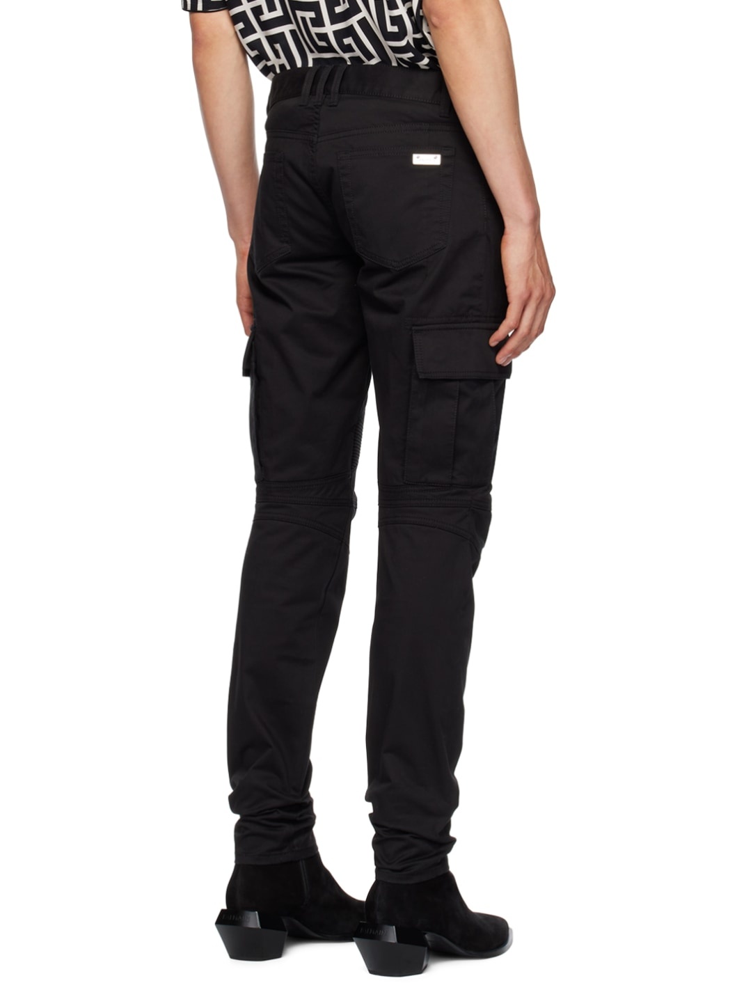 Black Paneled Cargo Pants - 3
