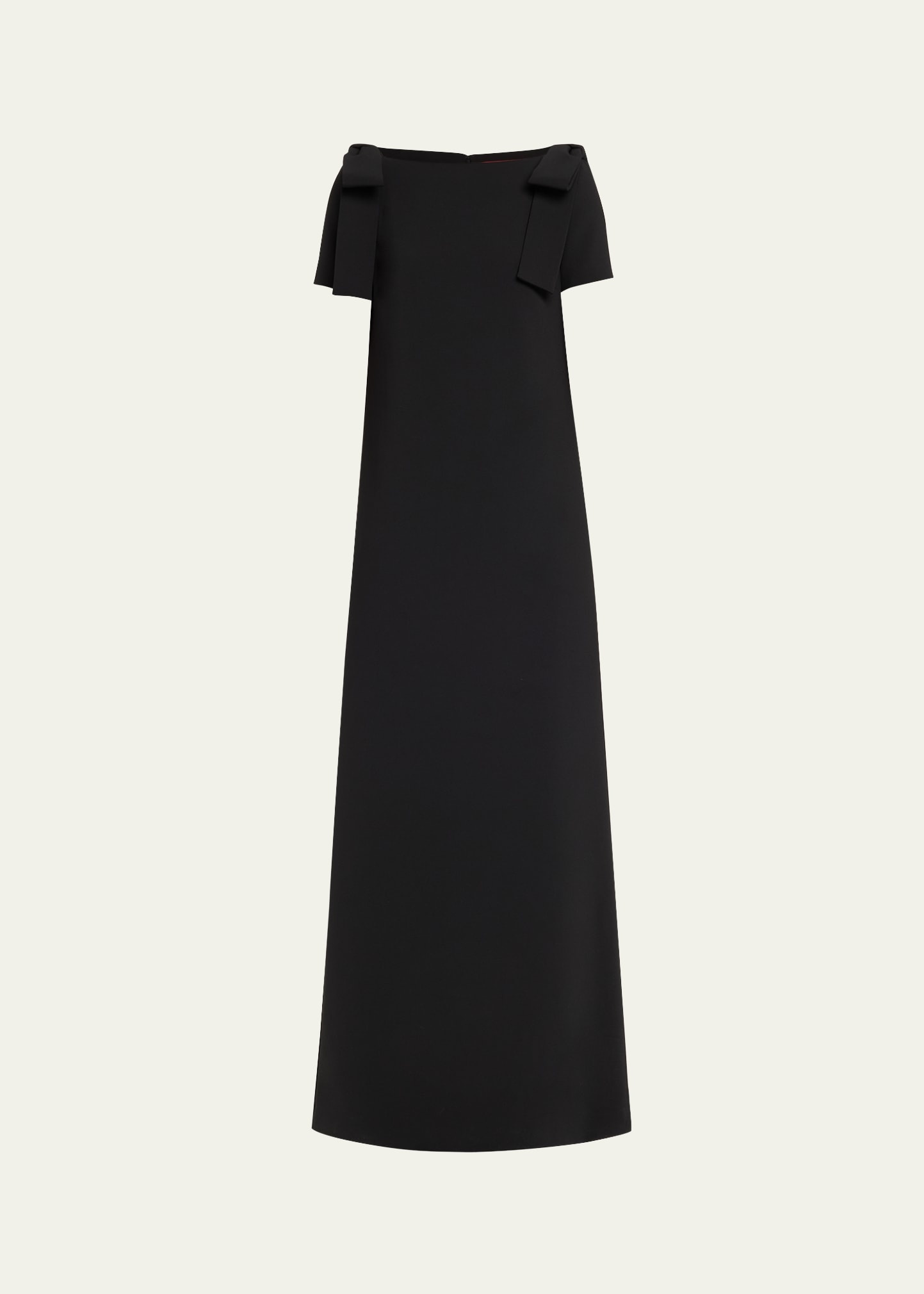 Shoulder Bow Crepe Column Gown - 1