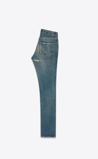 SAINT LAURENT distressed skinny jeans in dirty sandy blue outlook