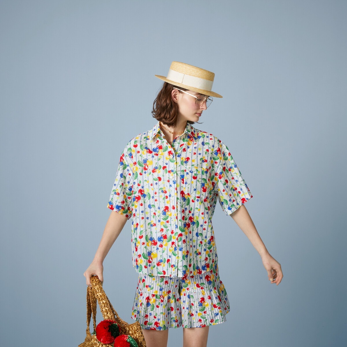 Gucci cherries striped print cotton shirt - 5
